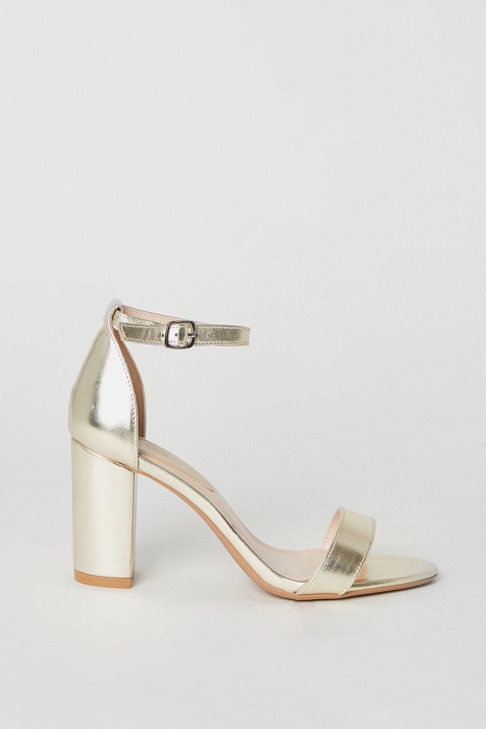 Dorothy Perkins Spark High Block Heel Sandals Gold image 2