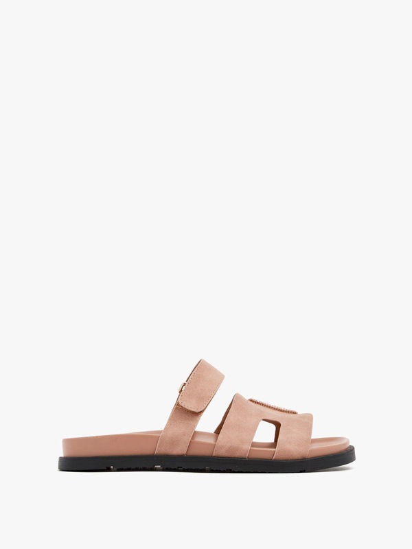 Linzi Emmy Dusky Pink Faux Nubuck Footbed Linked Design Sandal
