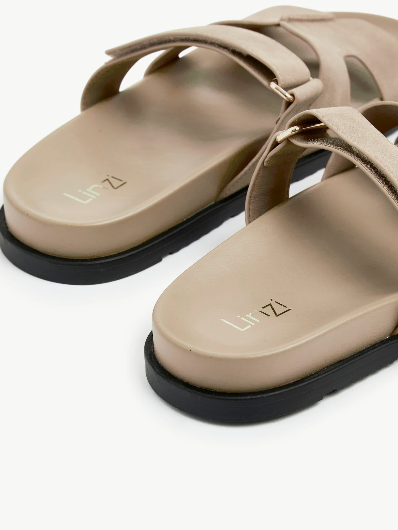 Linzi Emmy Taupe Faux Nubuck Footbed Linked Design Sandal image 5