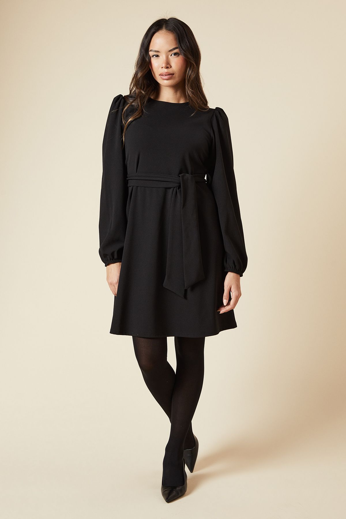 Dorothy Perkins Belted Scuba Shift Mini Dress Black image 2