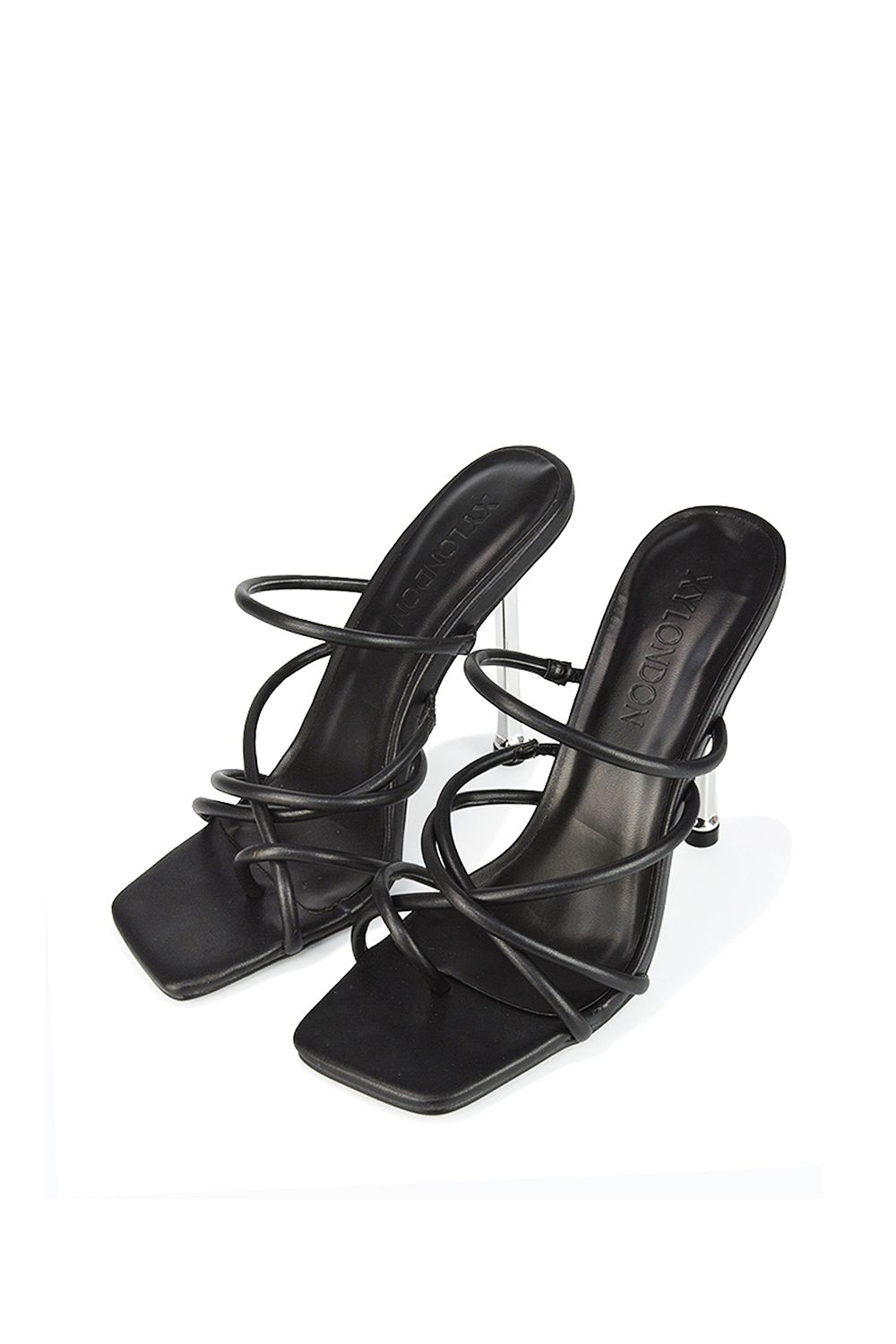 XY London 'Raelynn' Strappy Square Toe Metallic Stiletto High Heels image 5