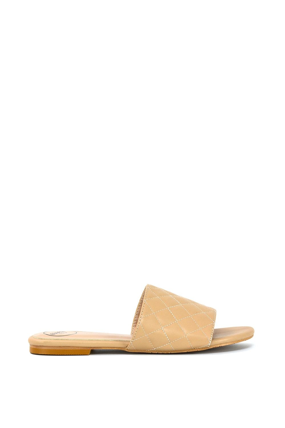XY London 'Saylor' Quilted Detail Strappy Sandal Flat Sliders