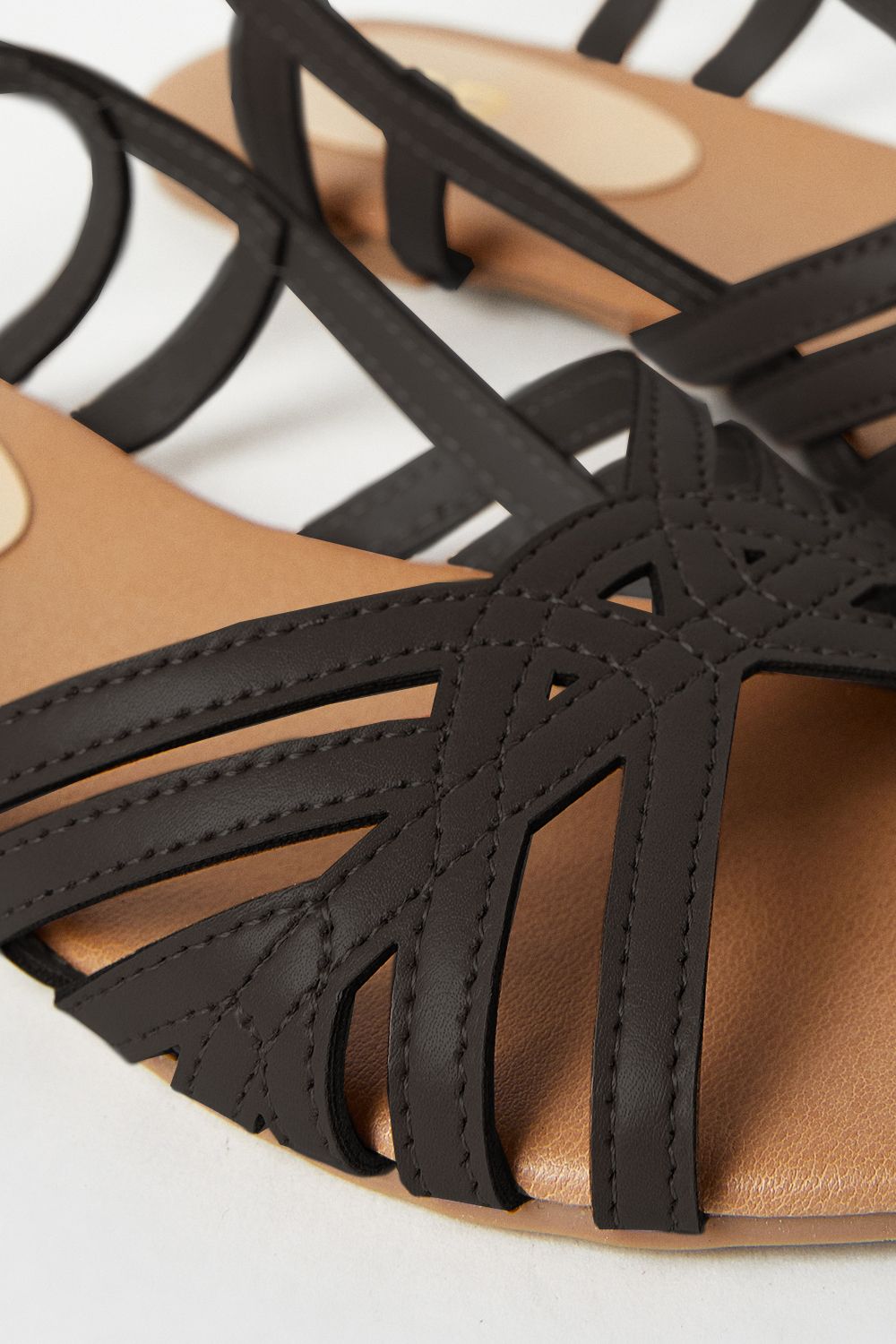 Dorothy Perkins Fiona Faux Leather Lattice Peep Toe Slingback Flat Sandals Black image 4