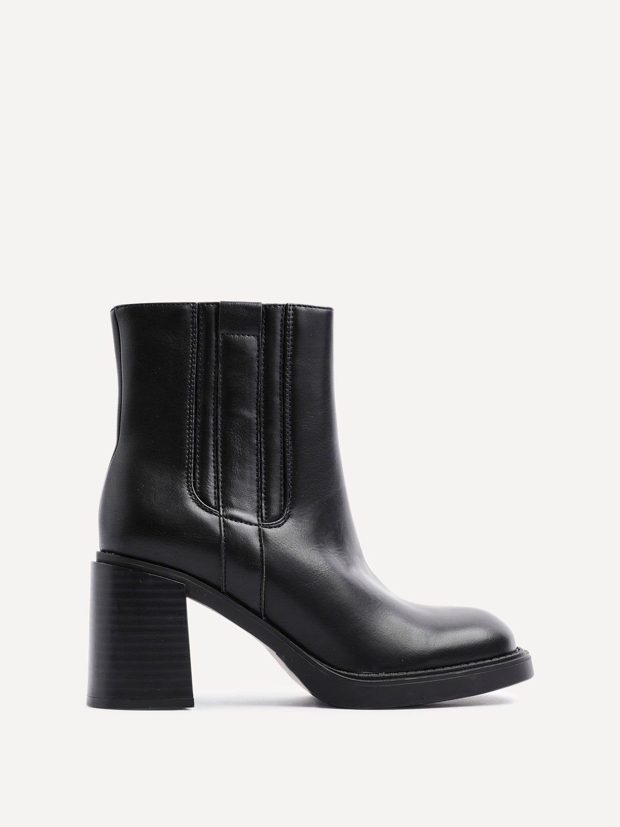 Linzi Cheska Black Faux Leather Block Heeled Ankle Boot image 1