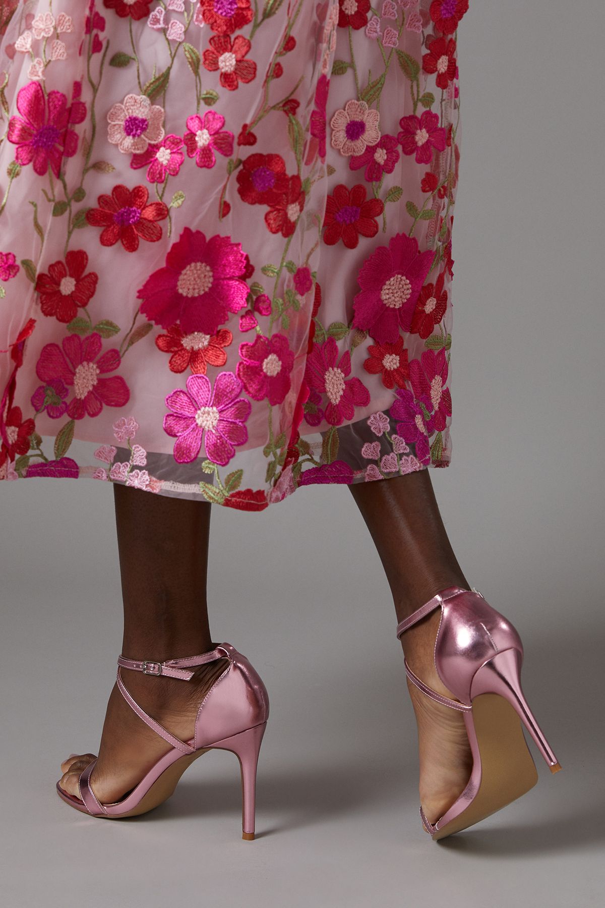 Coast Strictly Faux Leather Cross Strap High Stiletto Sandals Pink image 2