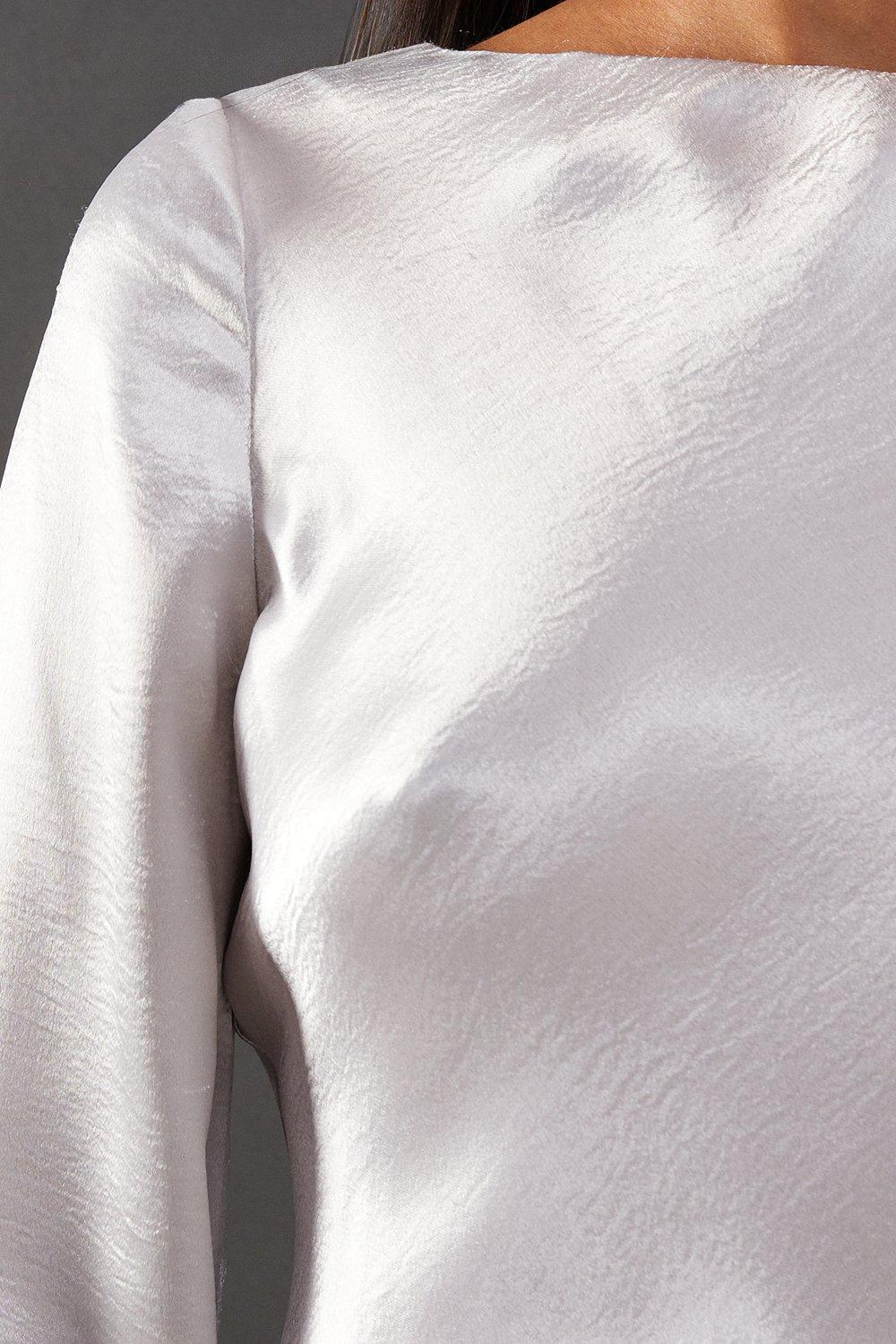 Warehouse High Shine Metallic Satin Column Midi Dress image 5