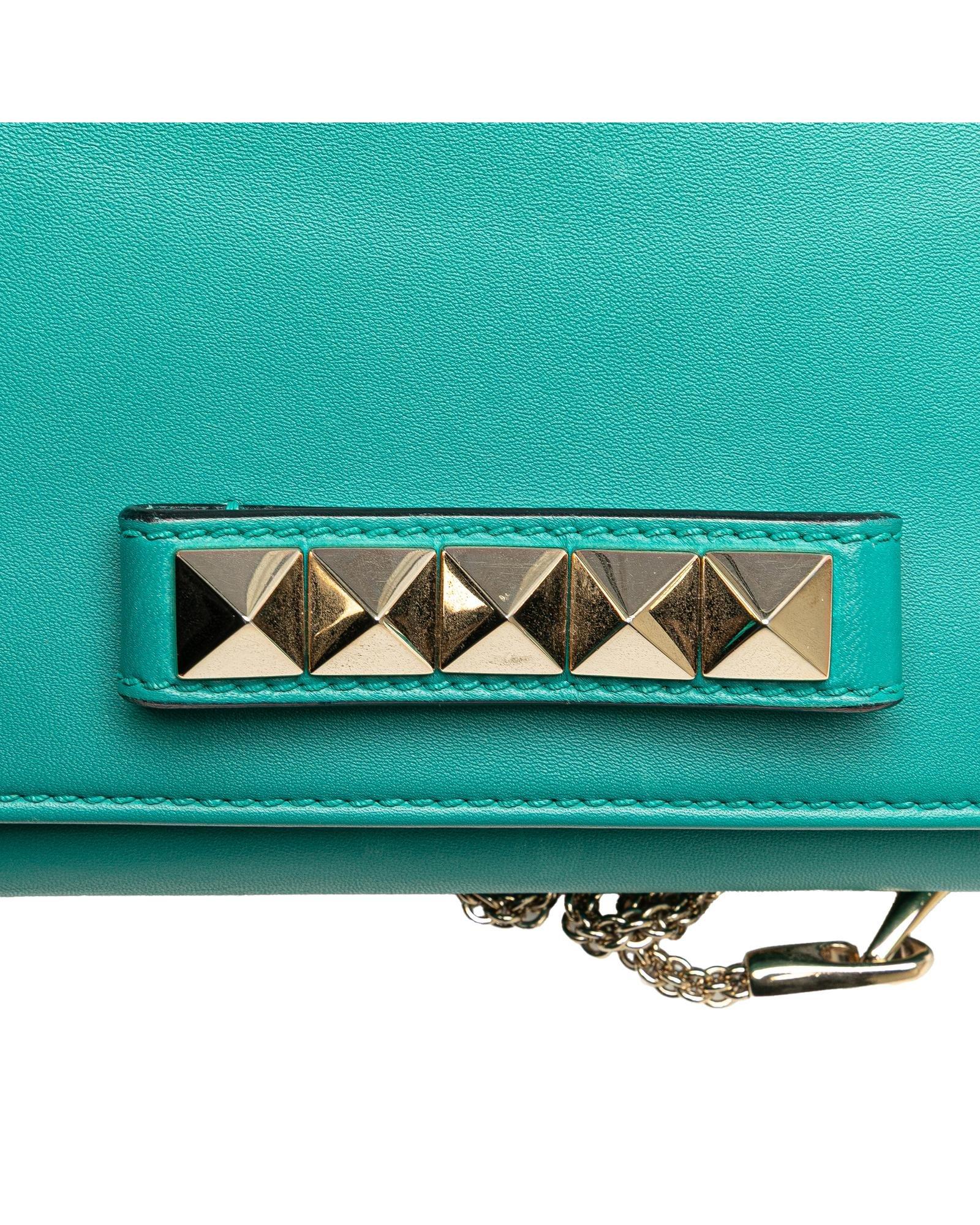 Valentino Preloved Rockstud Chain Wallet Wo - Blue Crossbody Bags image 11