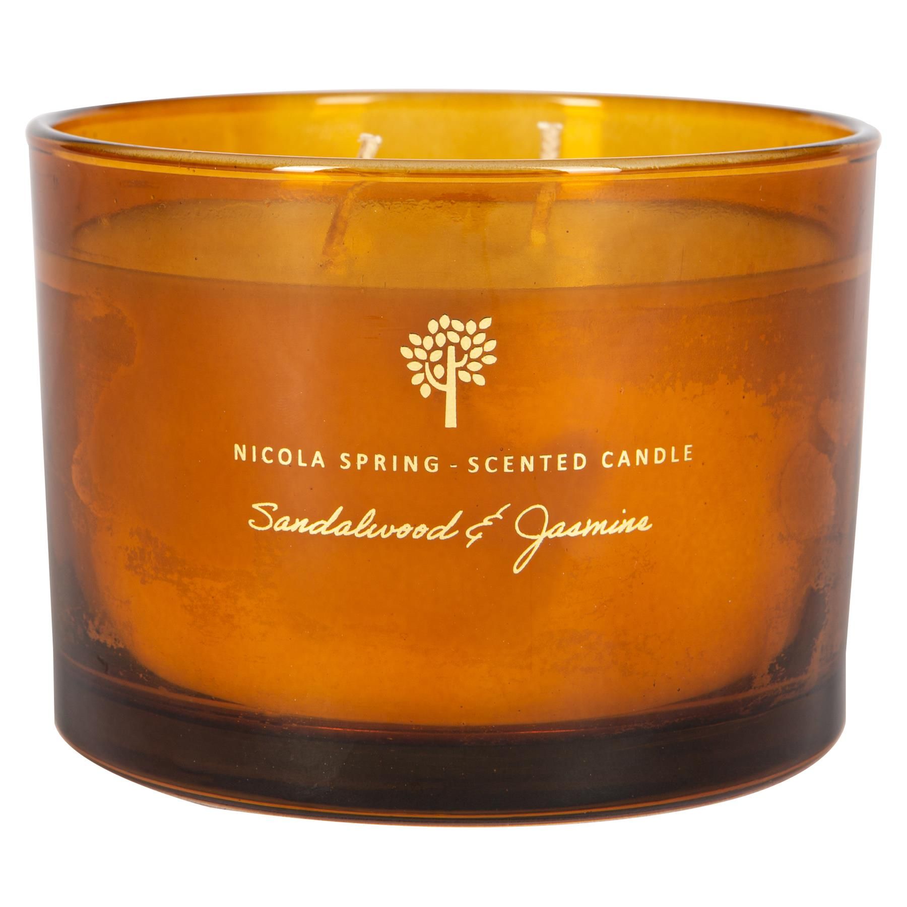 Nicola Spring 350g Sandalwood & Jasmine Soy Wax Candle - Double Wick Sweet Creamy image 1