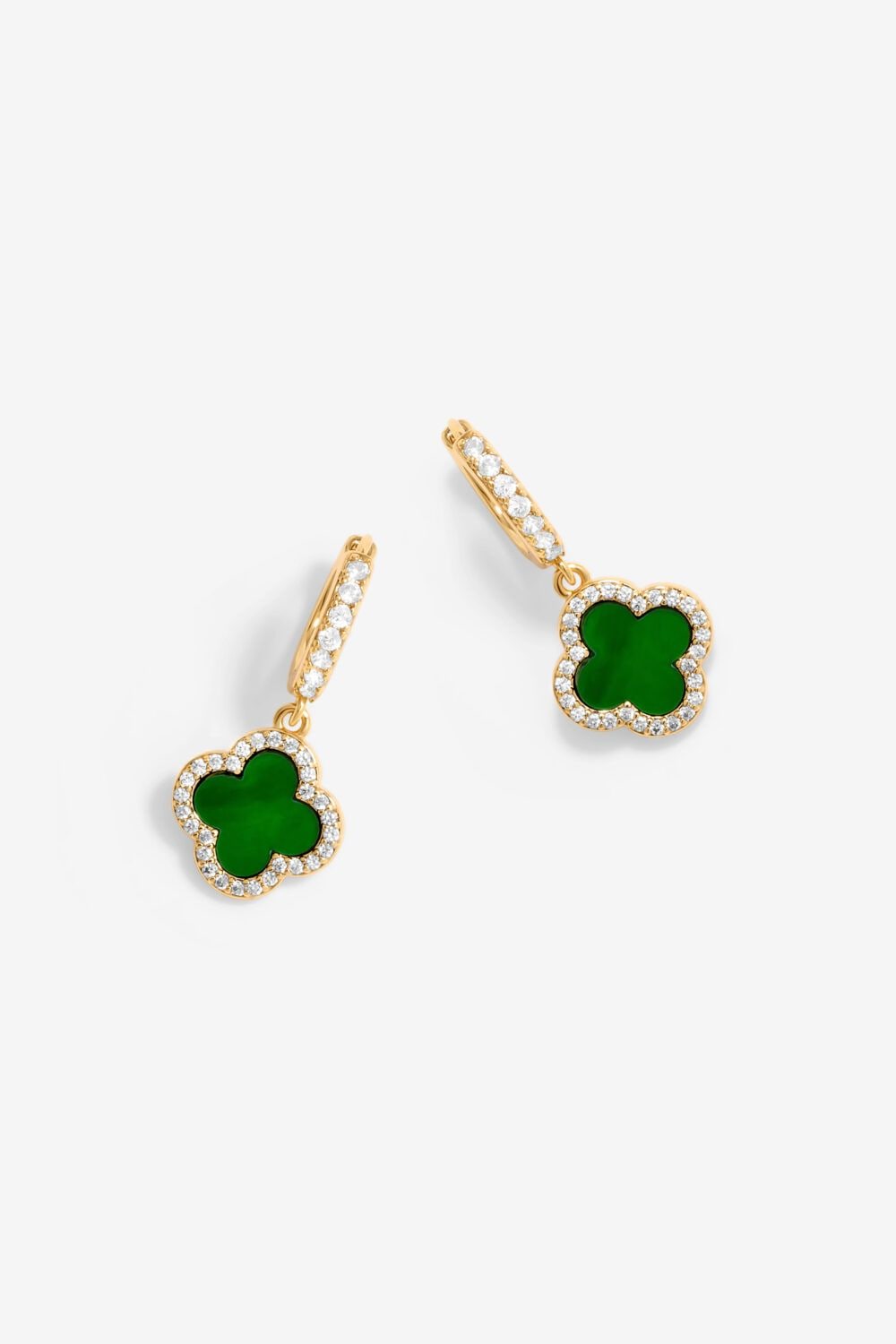 Jon Richard Gold Plated Malachite Clover Earrings image 1