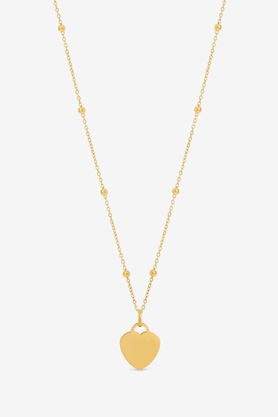 Jon Richard Gold Plated Stainless Steel Engravable Heart Ball Chain Necklace