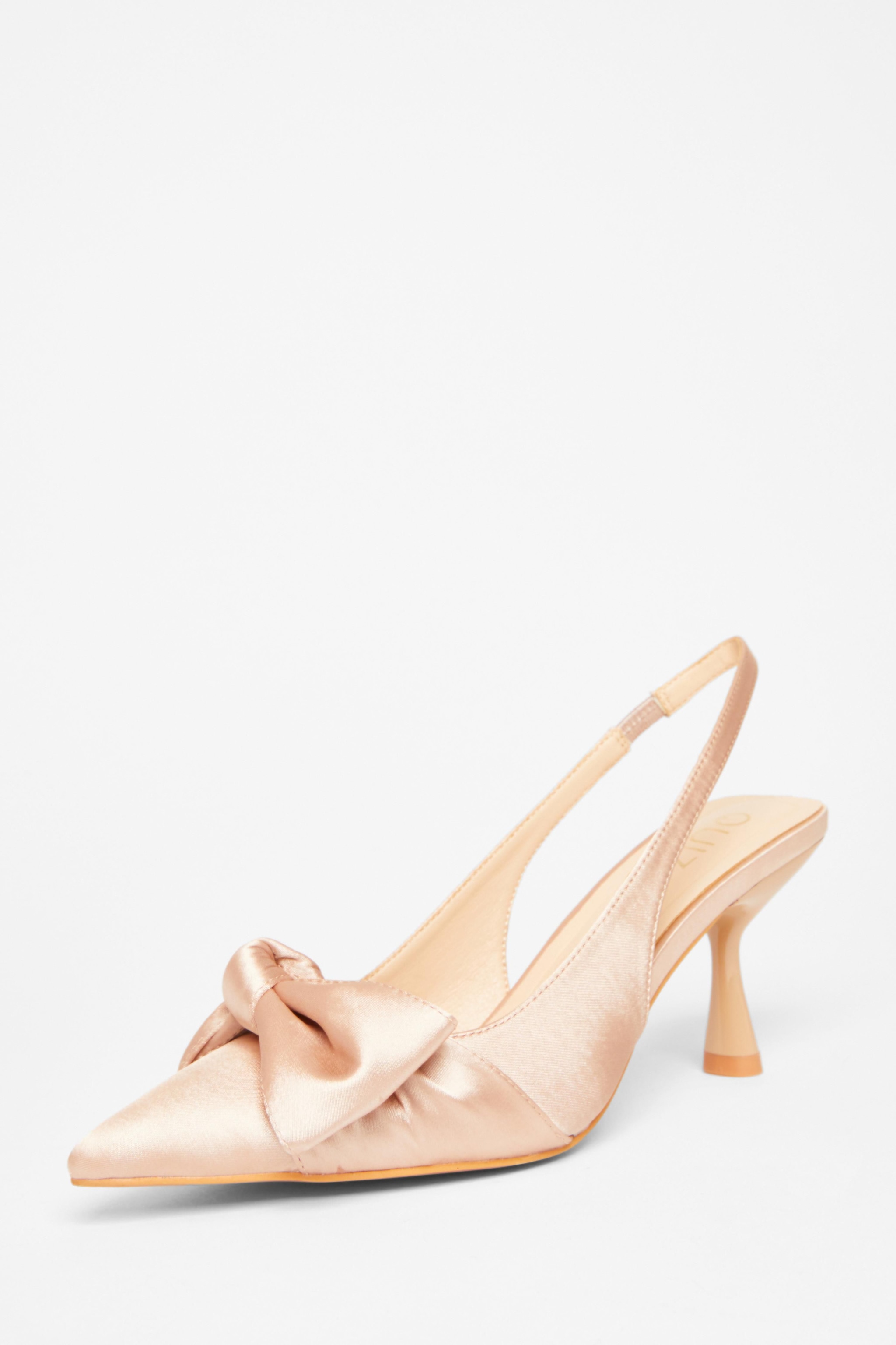 Quiz Off White Sling Back Bow Heels image 1