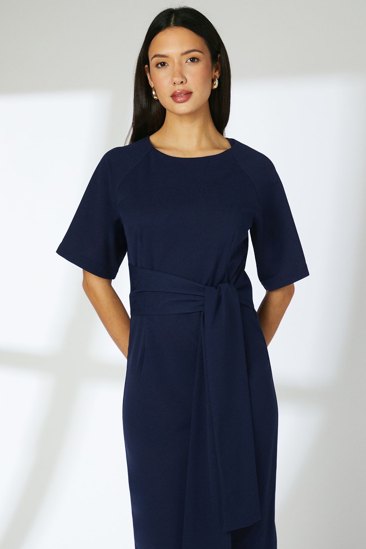 Principles Navy Tie Waist T - Shirt Dress Navy image 2
