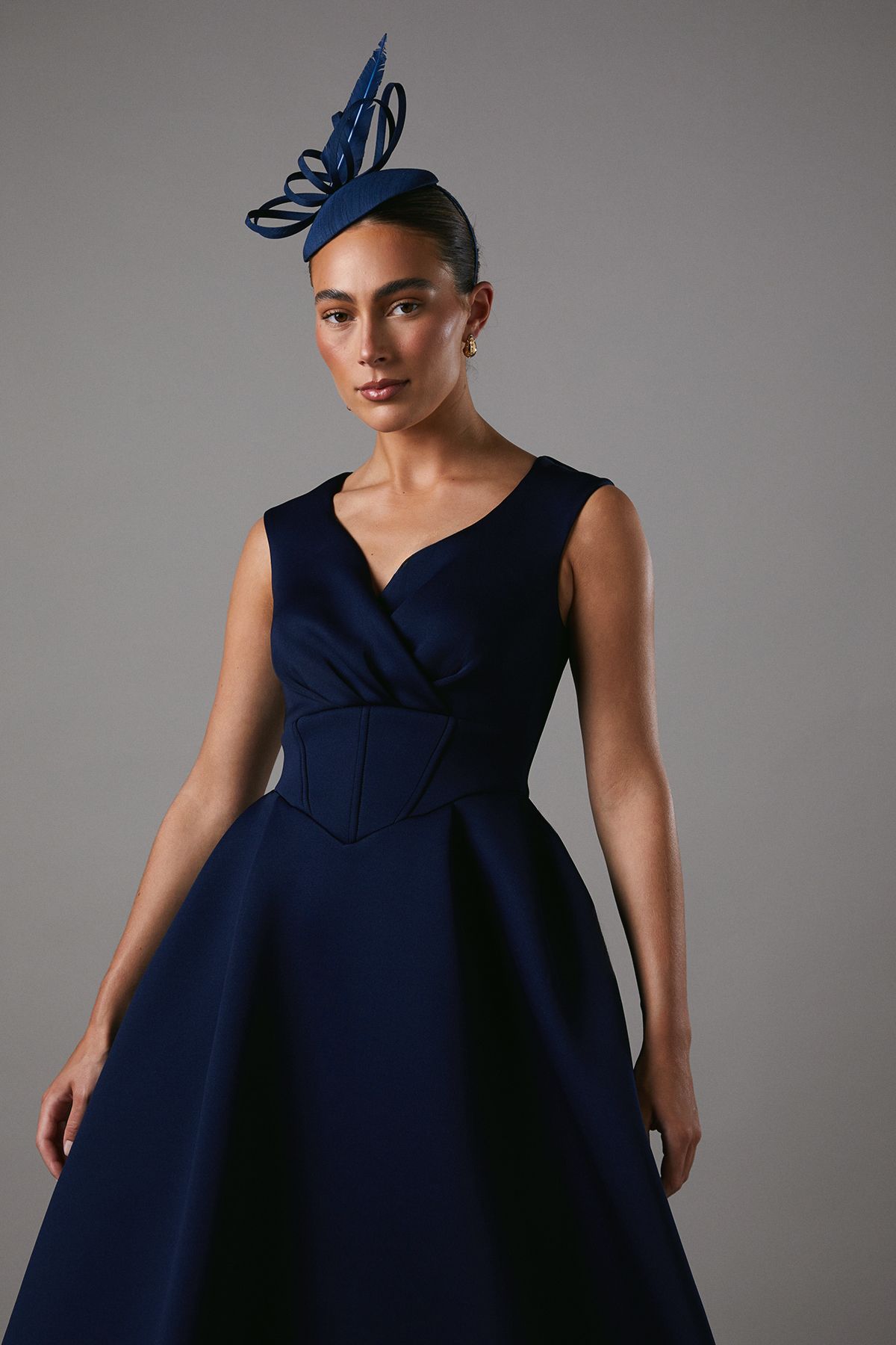 Coast Bardot Scuba Midi Dress Navy image 2