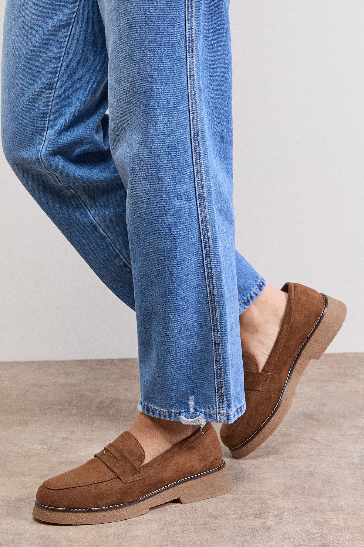 Oasis Isabel Faux Suede Casual Loafers Camel image 1