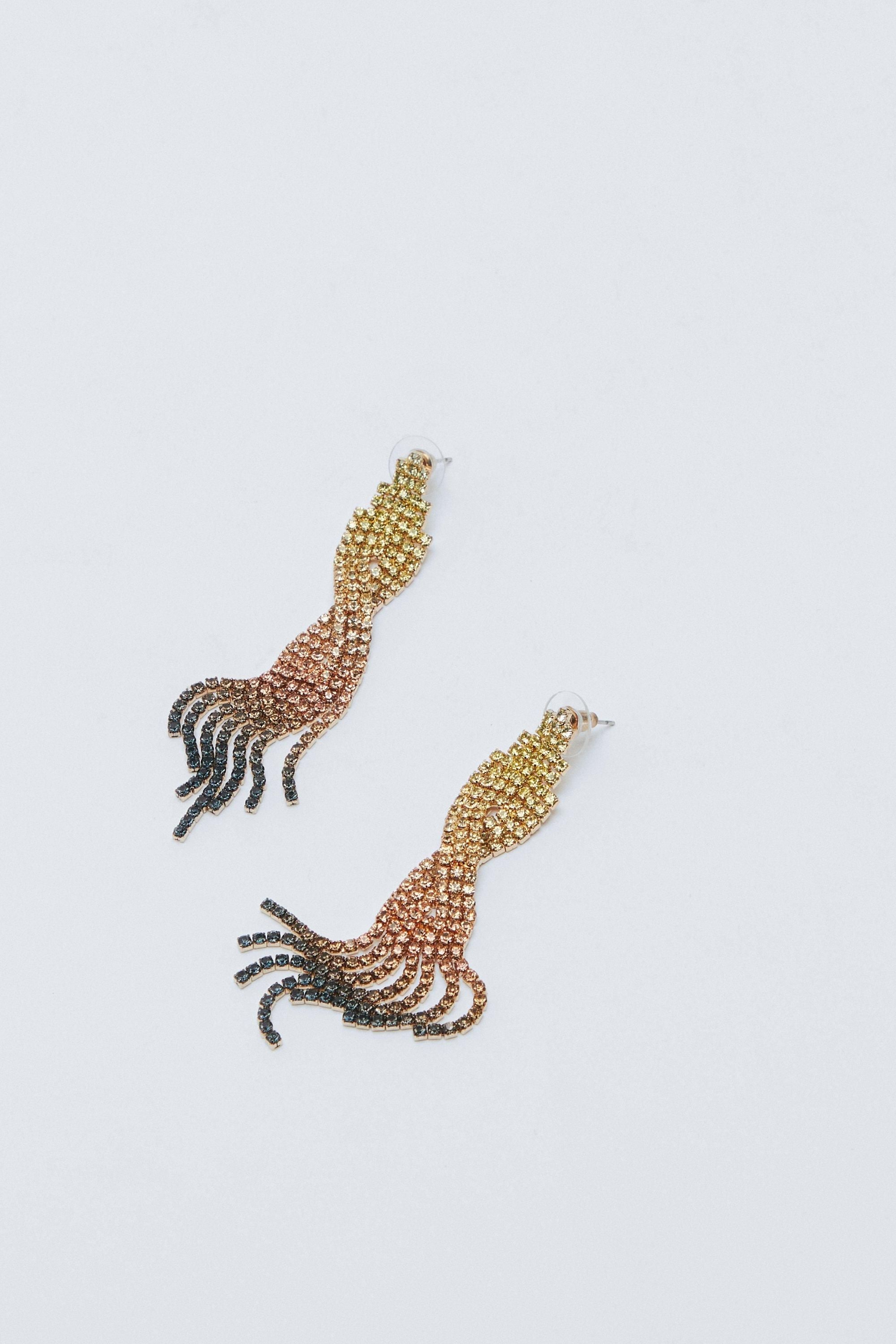 NastyGal Embellished Drop Multi Earrings Gold image 3