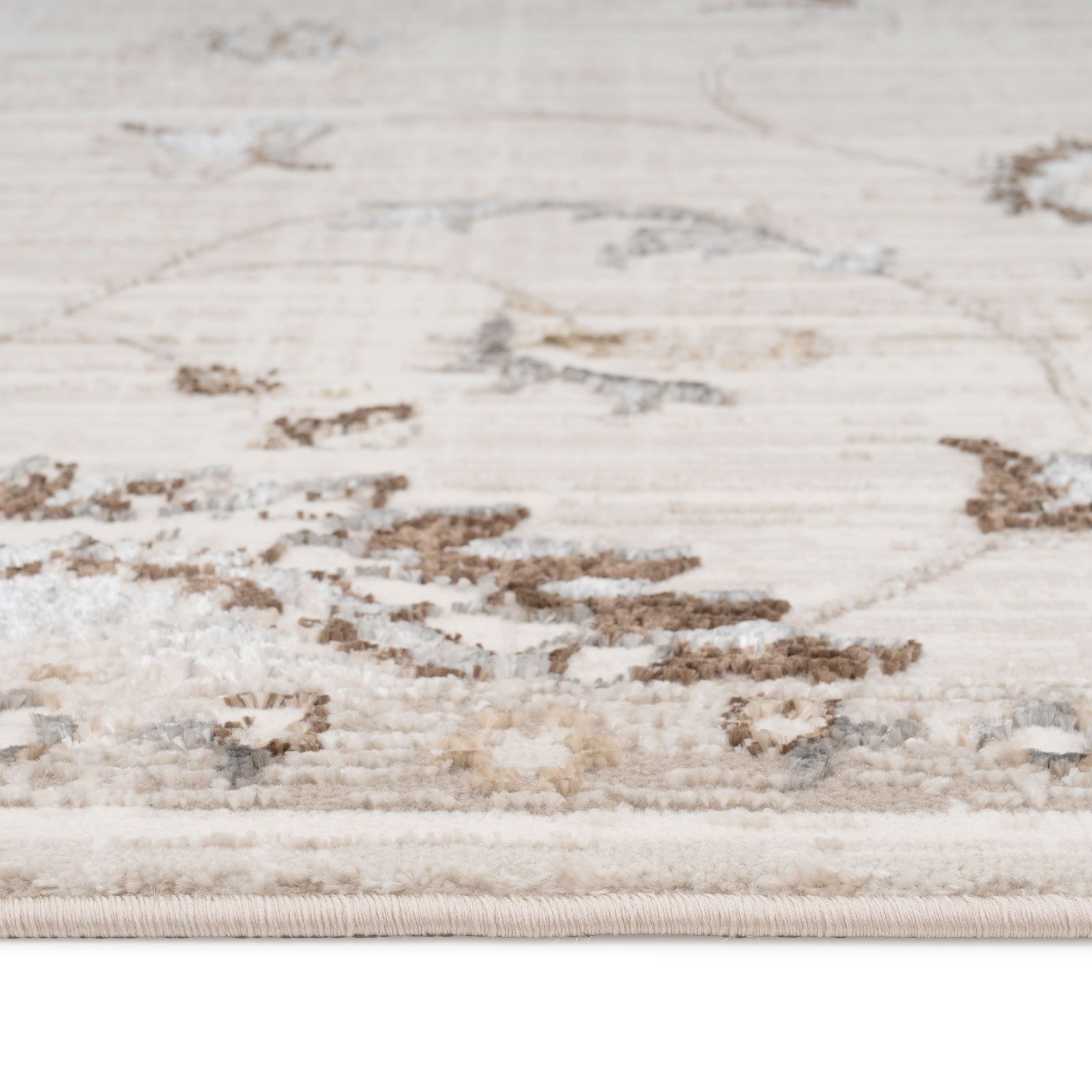 Kukoon Beige Distressed Floral Bordered Luxury Sheen Rug image 5