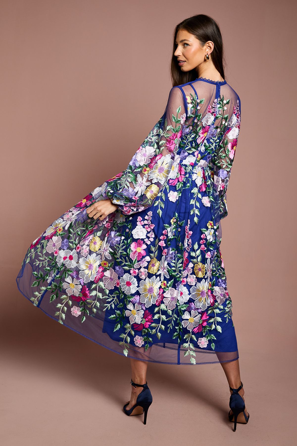 Coast Coast Muse Long Sleeve Embroidered Maxi Dress Blue image 3