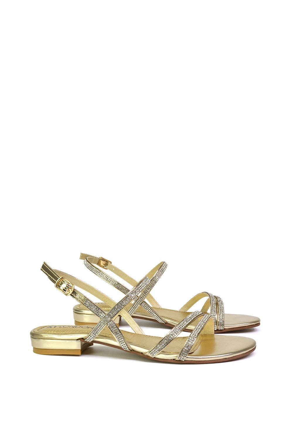 XY London 'Orla' Strappy Summer Flat Diamante Sandals Flats image 5
