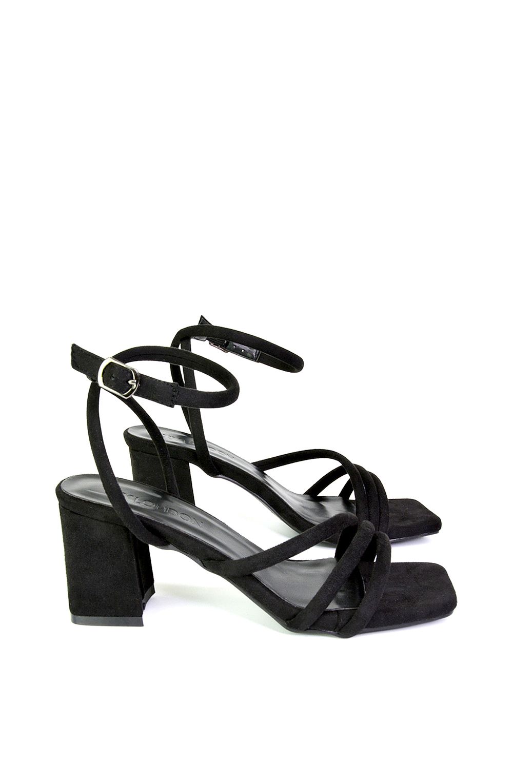 XY London 'Trixie' Square Toe Buckle Up Ankle Strappy Mid Block Heel Sandals image 2