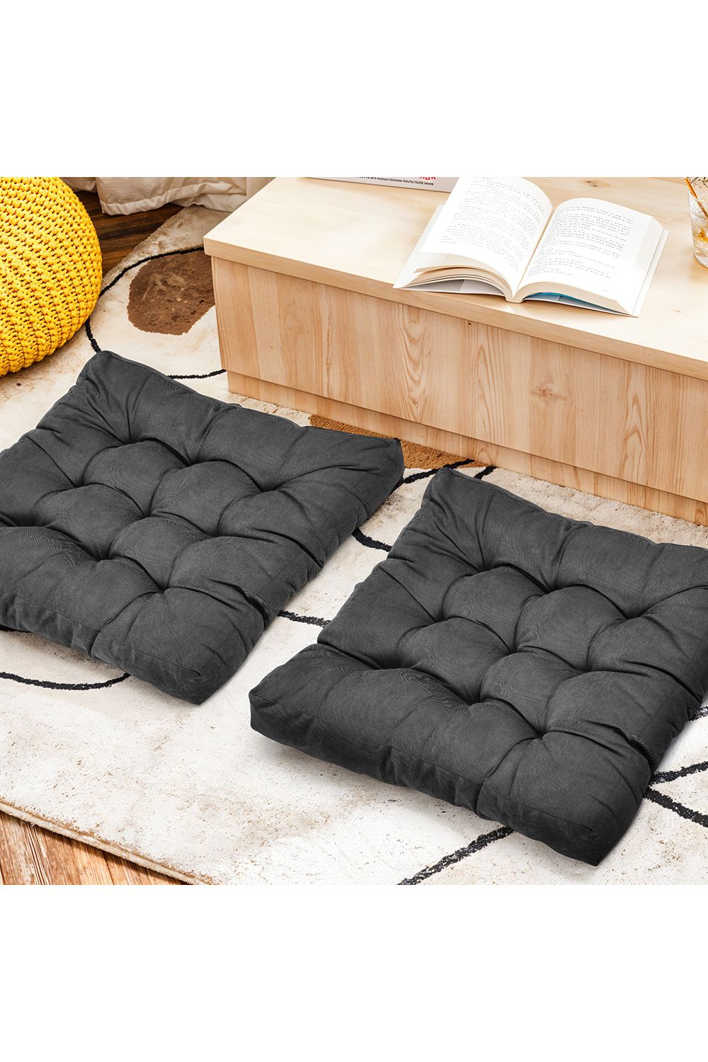 Living and Home Comfort Padded Corduroy Chair Cushion image 2