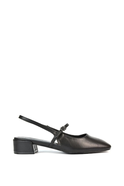 XY London 'Marie' Low Block Heel Square Toe Closed Toe Slingback Shoes