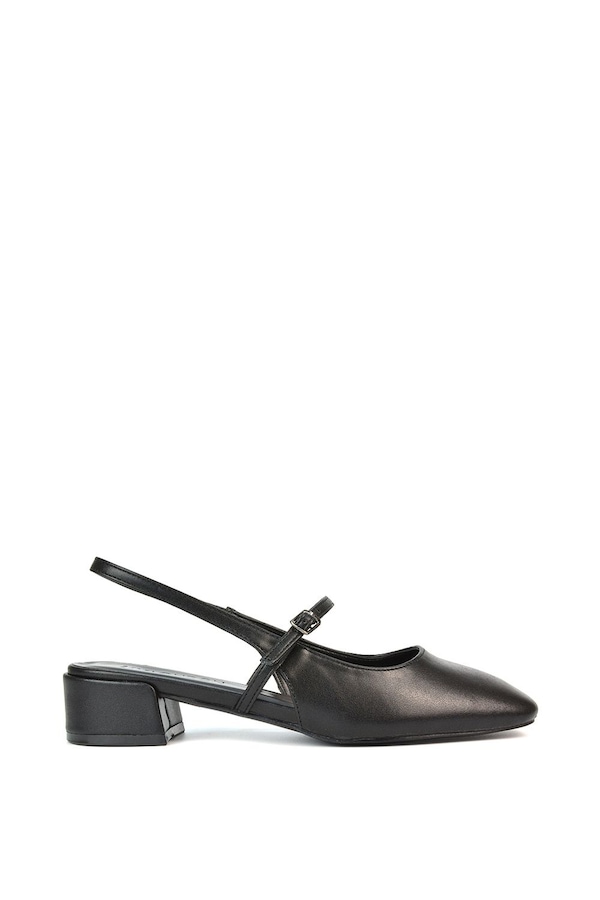 XY London 'Marie' Low Block Heel Square Toe Closed Toe Slingback Shoes