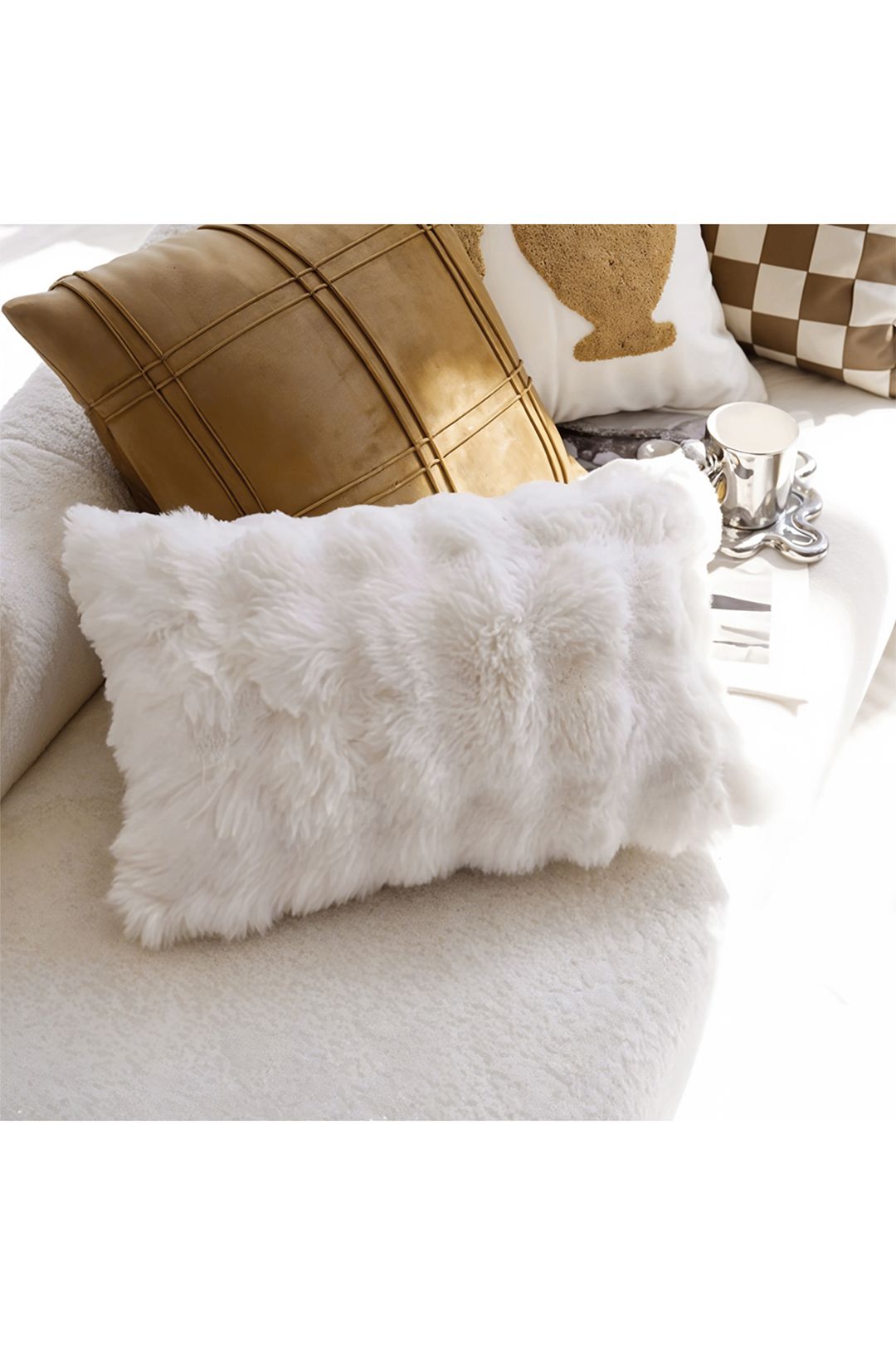 Living and Home Plush Textured Decorative Throw Pillow Case image 1