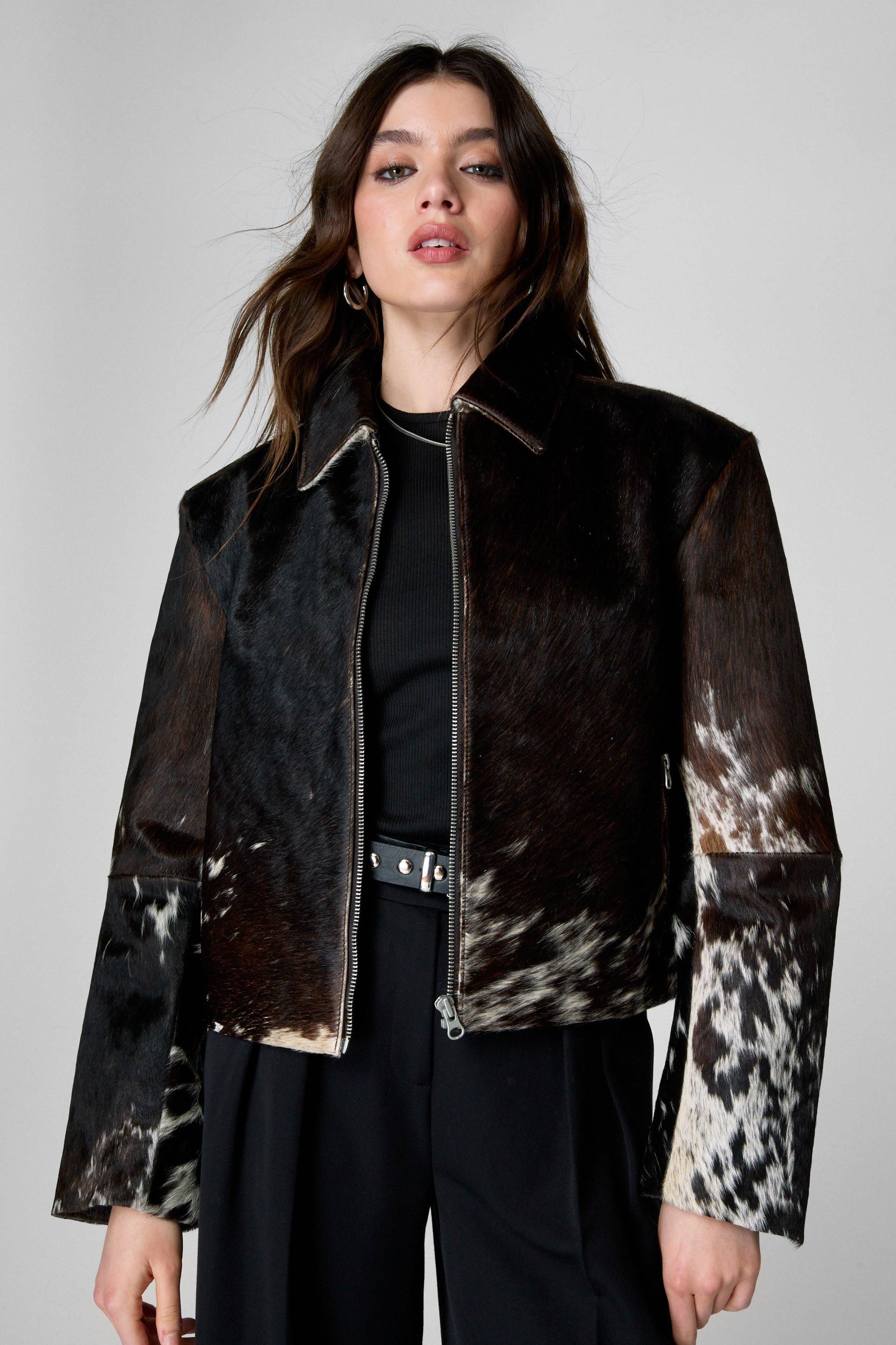 NastyGal Limited Cow Hide Leather Jacket Animal image 1