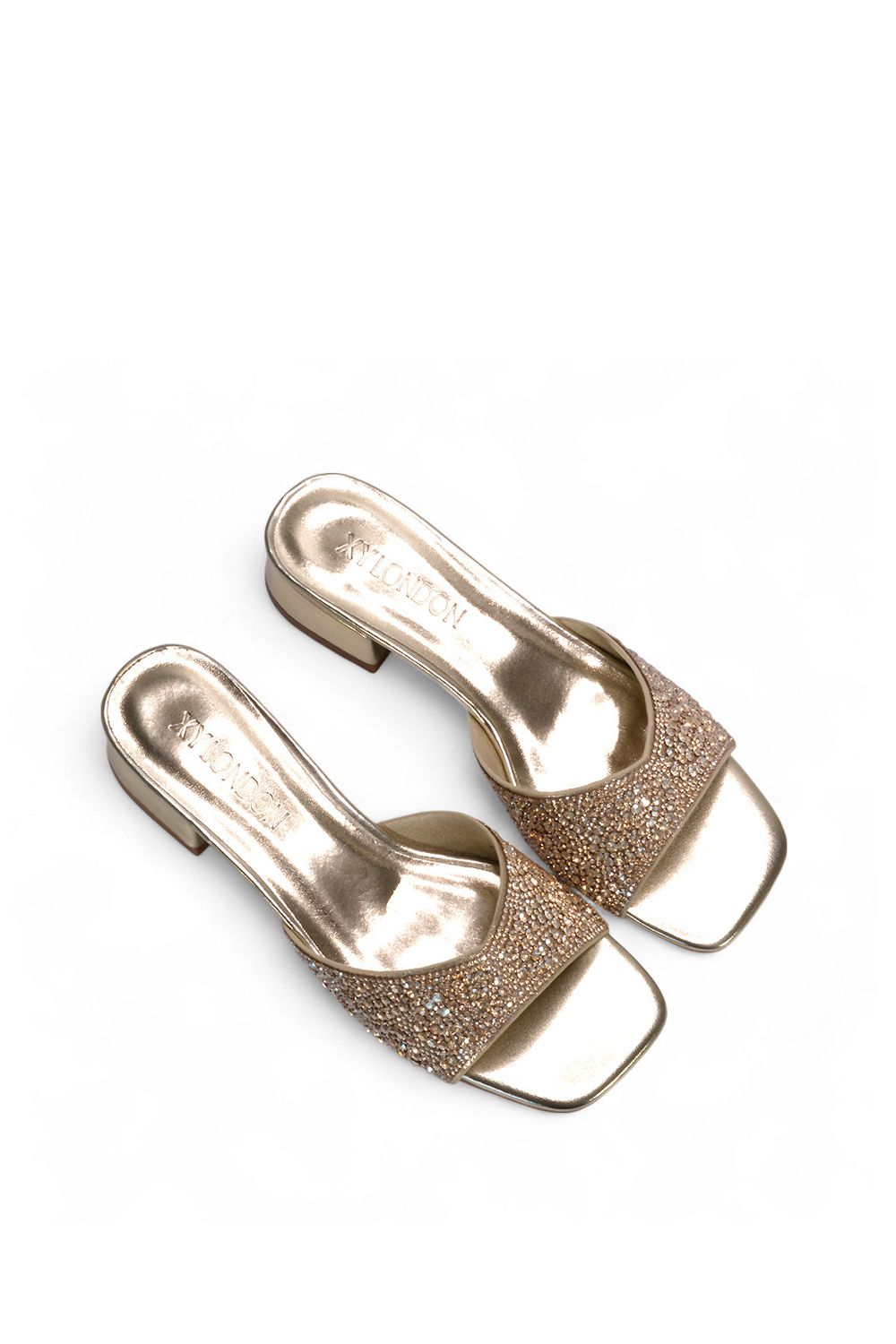 XY London 'Erica' Open Toe Slip On Diamante Low Heel Mule Shoes image 6