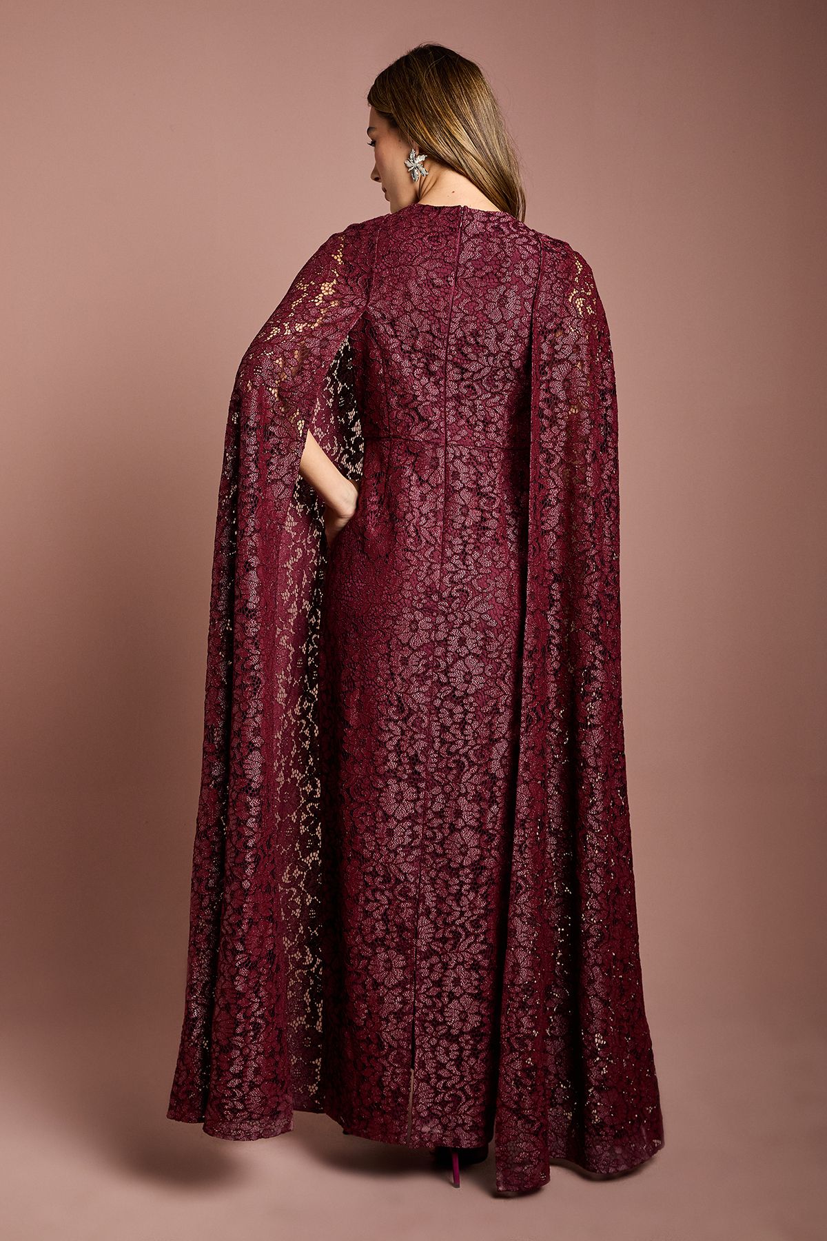 Coast Lace Cape Gown Wine image 4