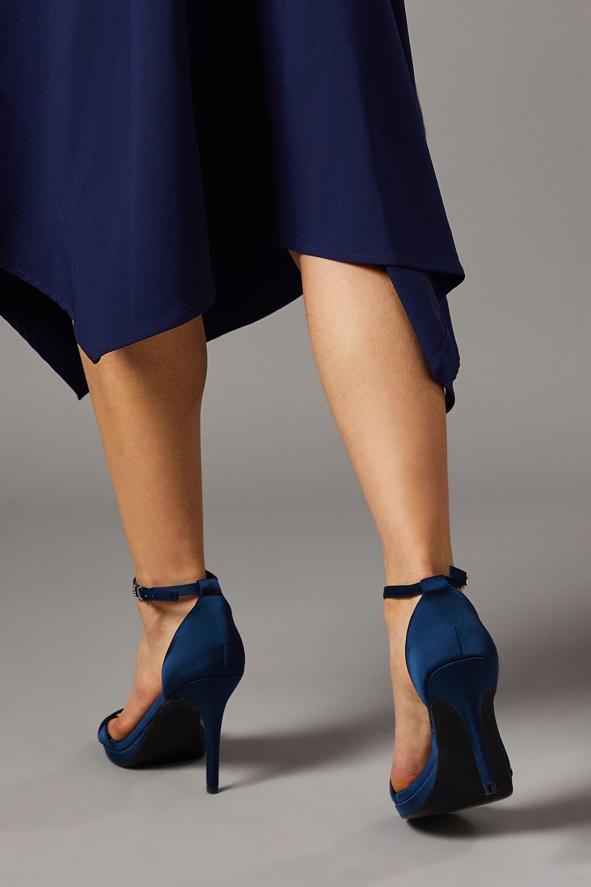 Coast Wide Fit Talia Satin Platform Heeled Sandals Navy image 4