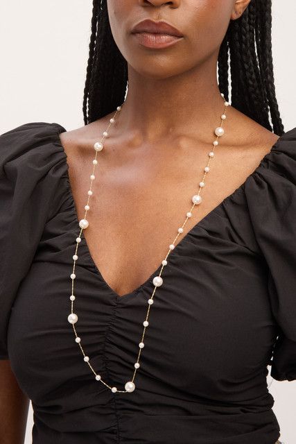 Jon Richard Gold Plated Mixed Pearl and Gold Chain Rope Necklace image 2