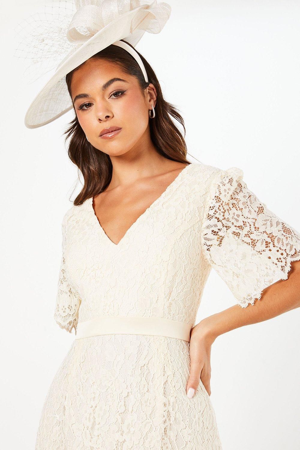 Coast Lace Angel Sleeve Midi Dress Oyster image 4