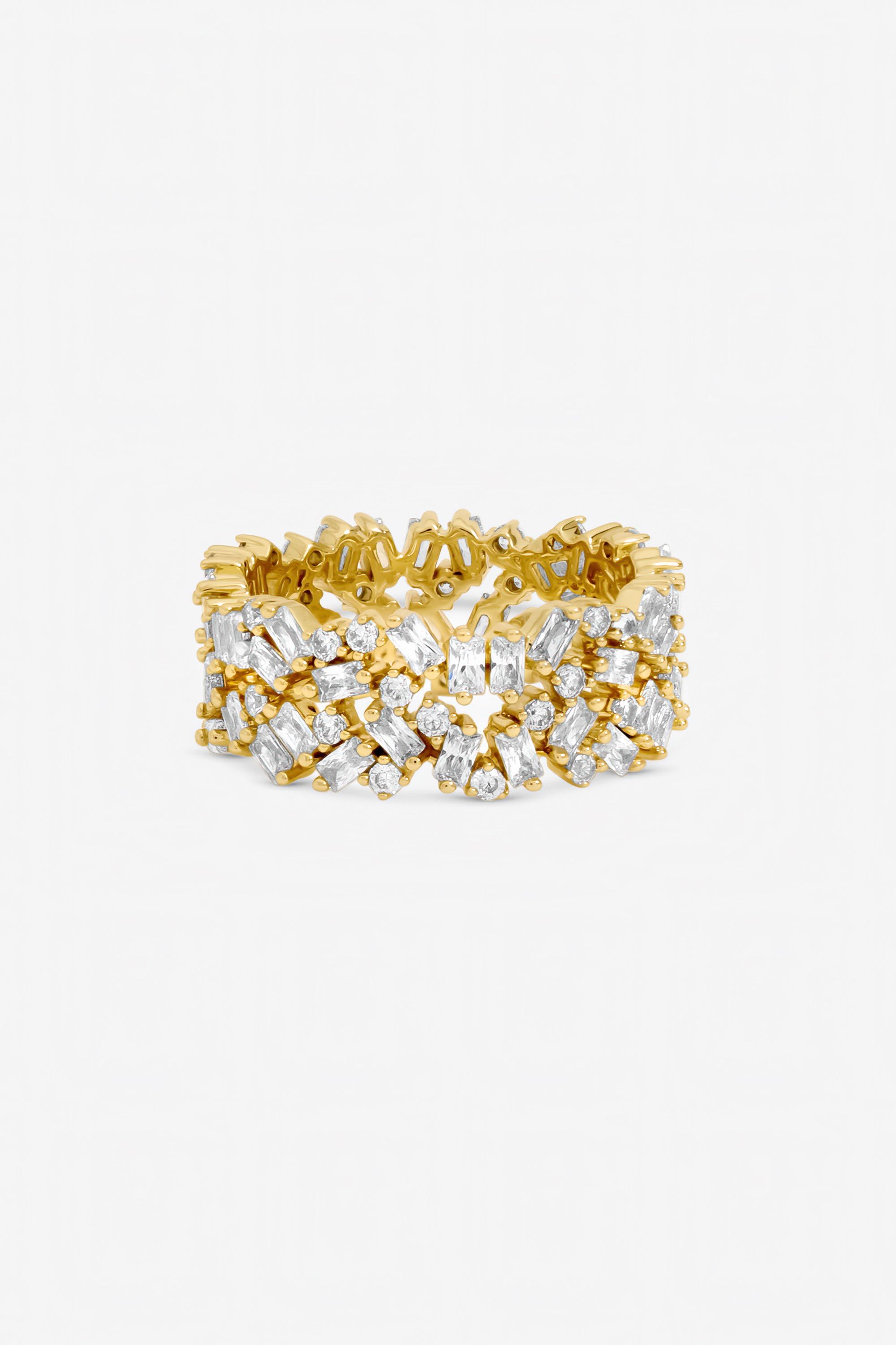 Jon Richard Gold Plated Scattered Stone Cut Cubic Zirconia Ring