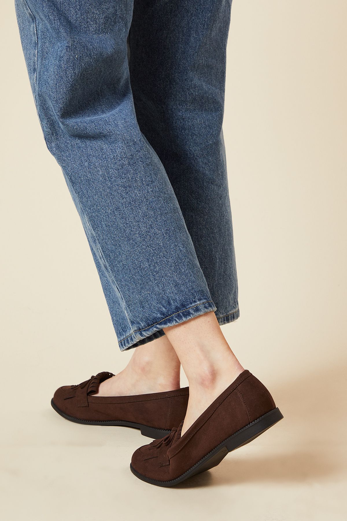 Dorothy Perkins Wide Fit Loretta Tassel Loafers Chocolate image 3