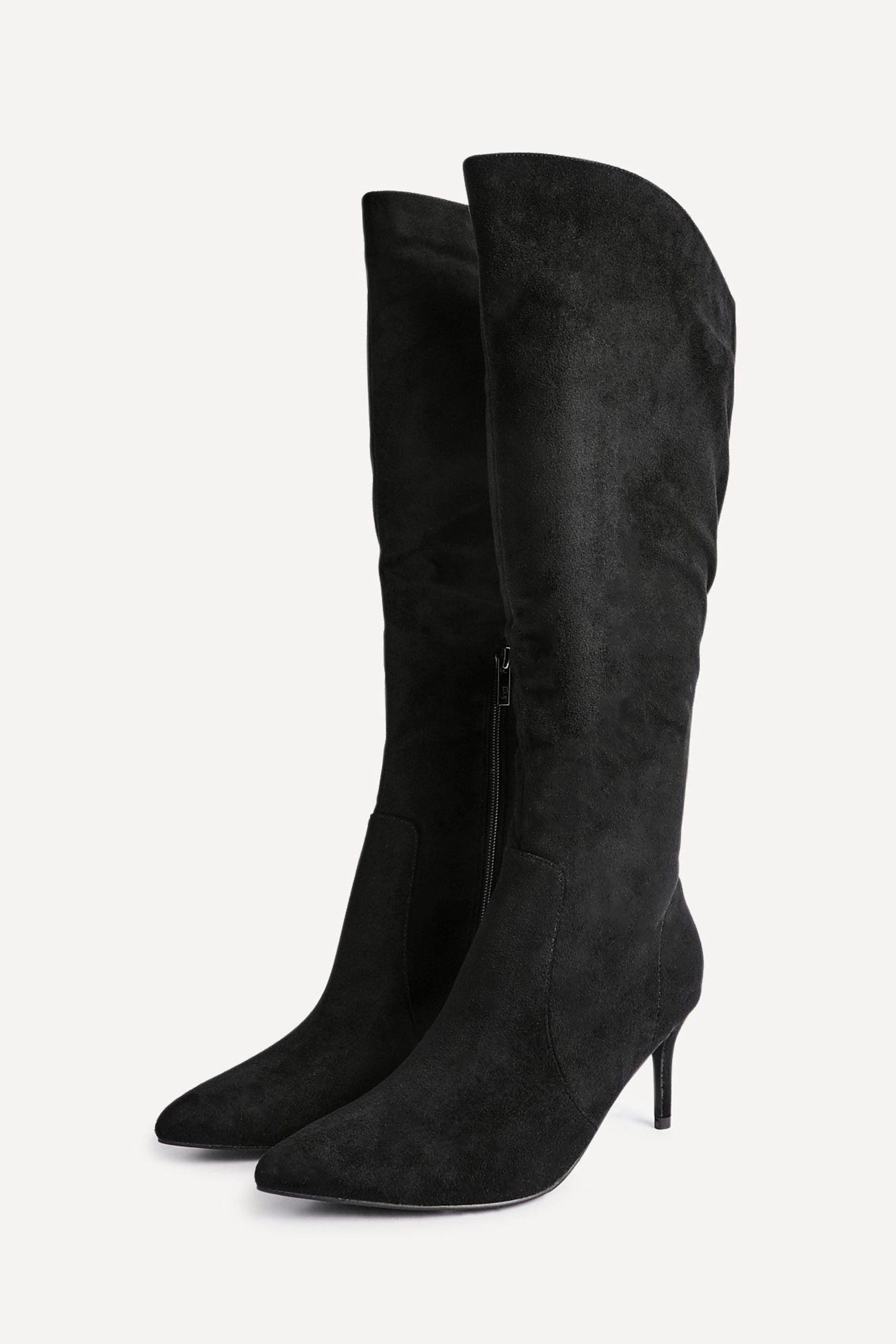 Linzi Ambition Black Faux Suede Assymetric High Leg Stiletto Boot image 4