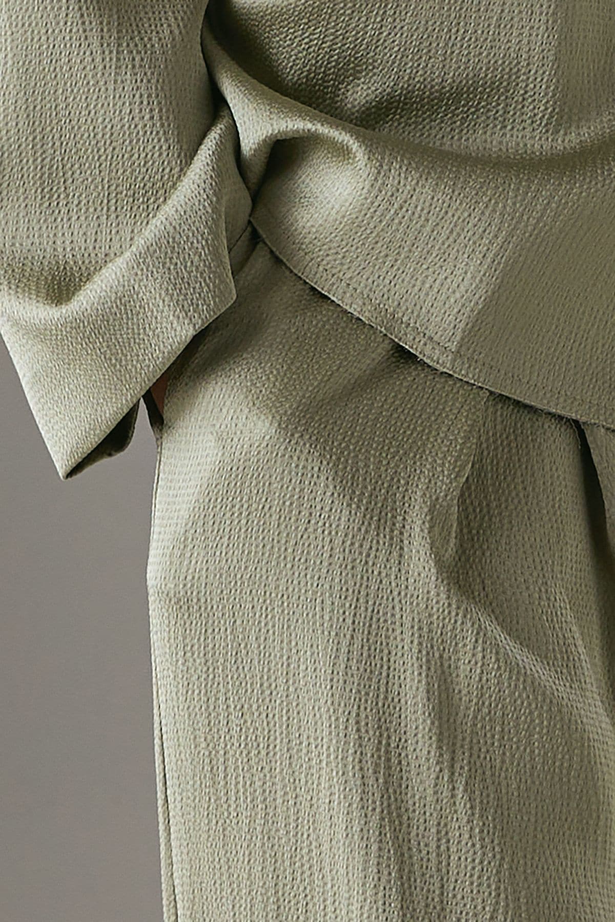 Warehouse Raw Edge Relaxed Satin Blazer Khaki image 4