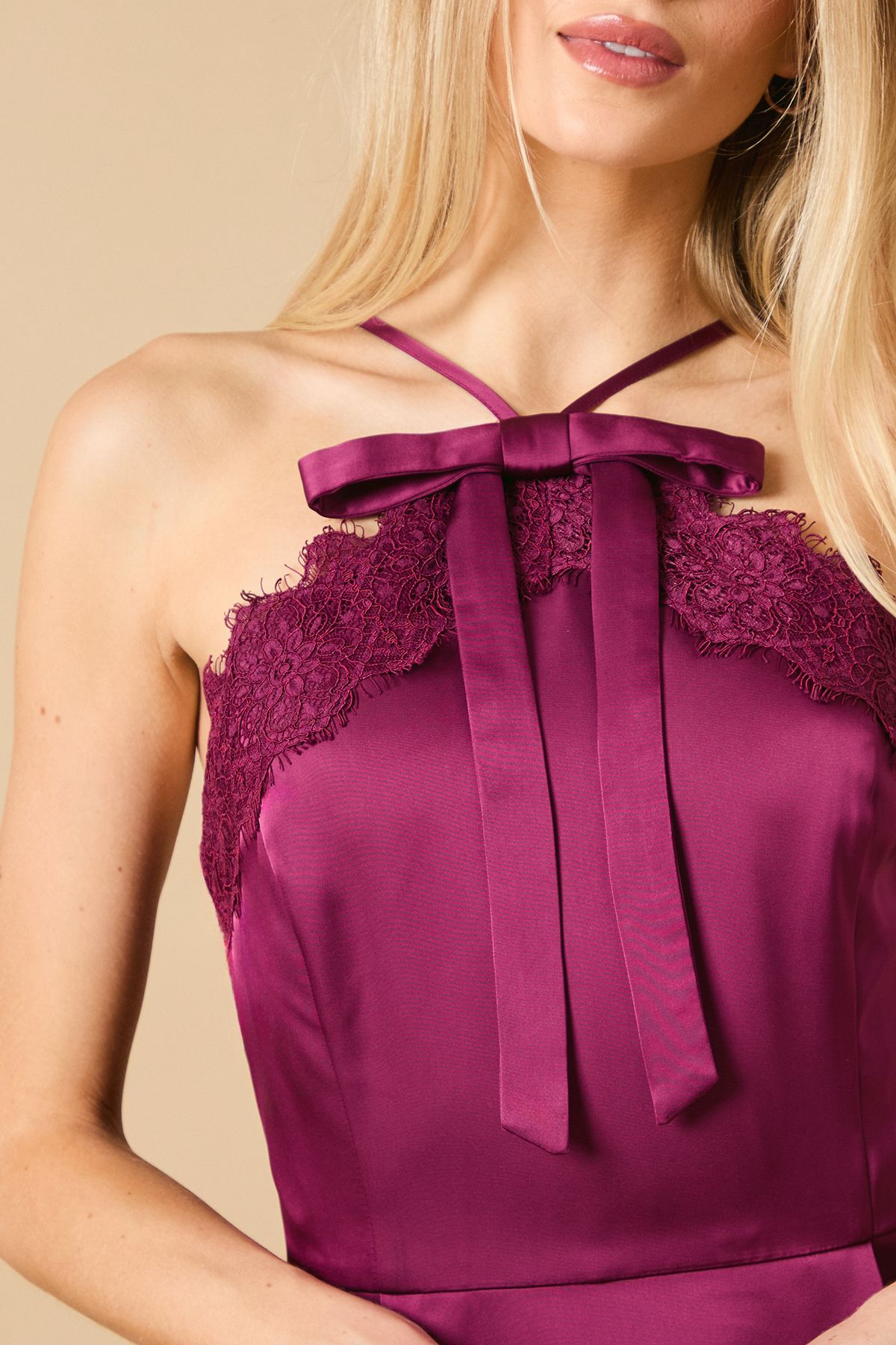 Oasis Lace Detail A Line Mini Dress Mulberry image 5