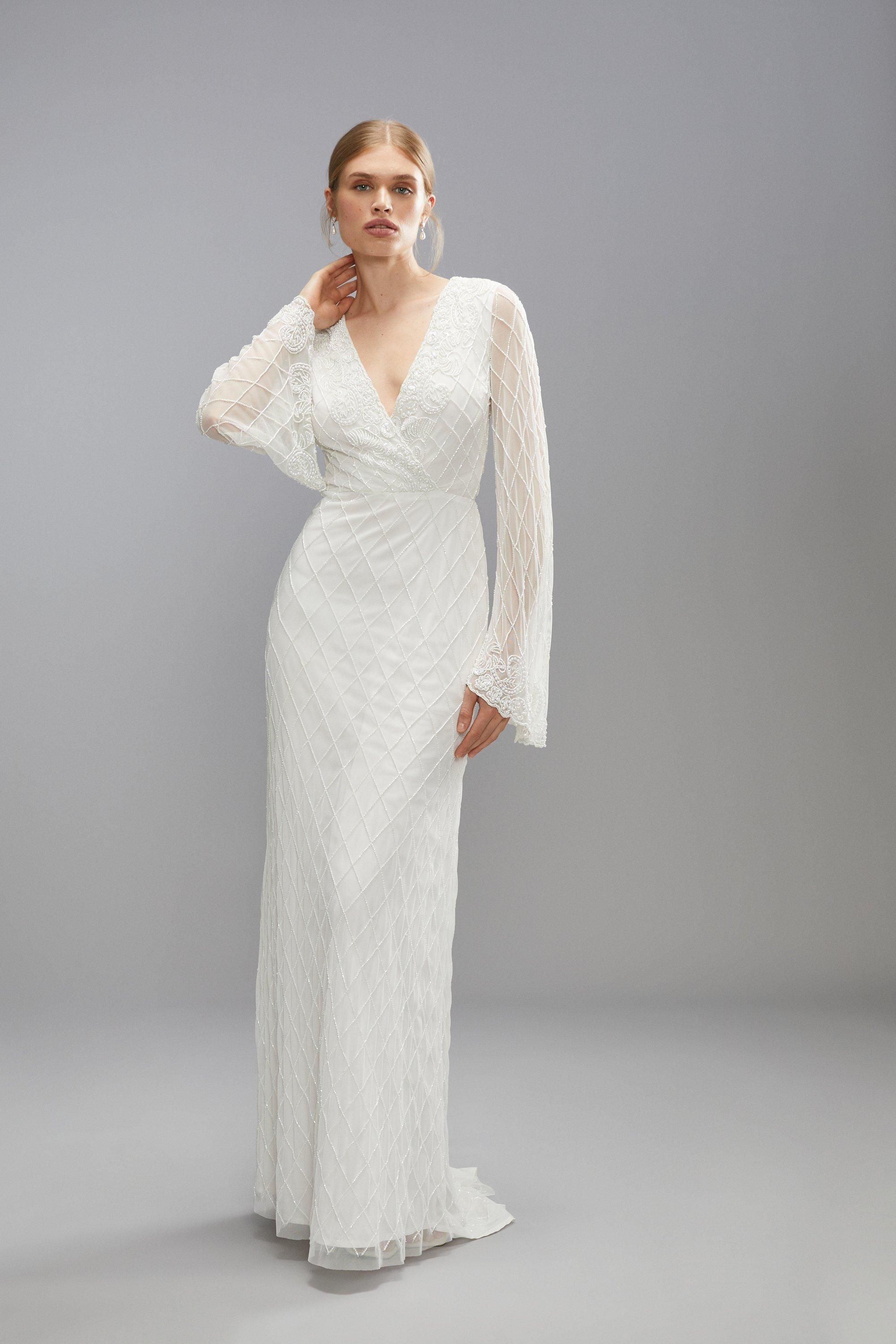 Coast Embellished Tie Back Boho Maxi Wedding Dresss Ivory image 1