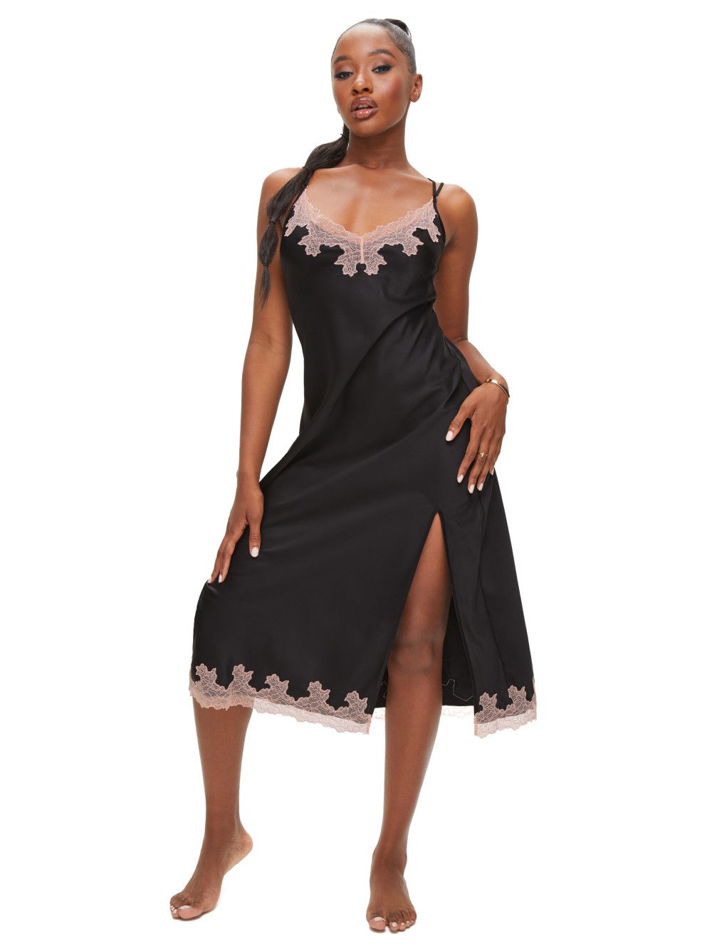 Ann Summers Sorella Satin Maxi Chemise Black image 5