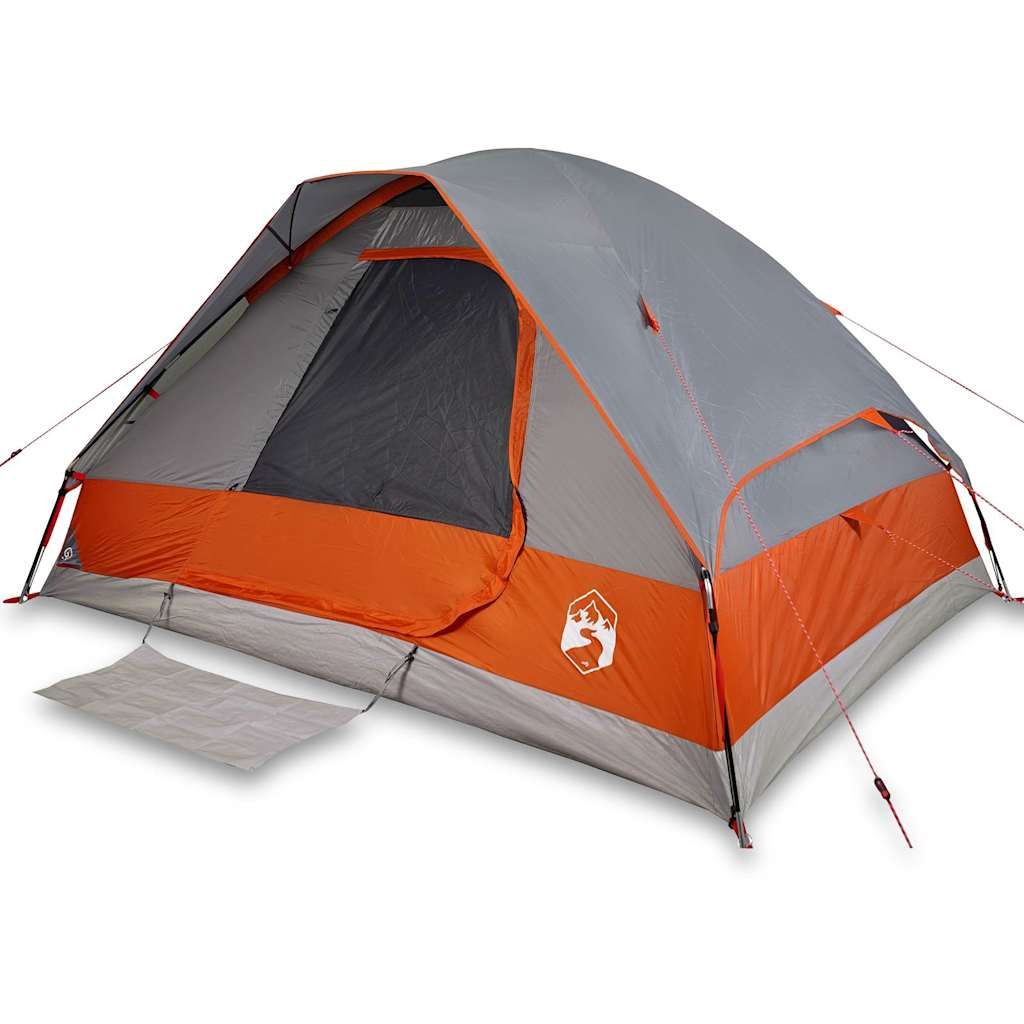 Berkfield Home Camping Tent Dome 4-Person Grey and Orange Waterproof image 1