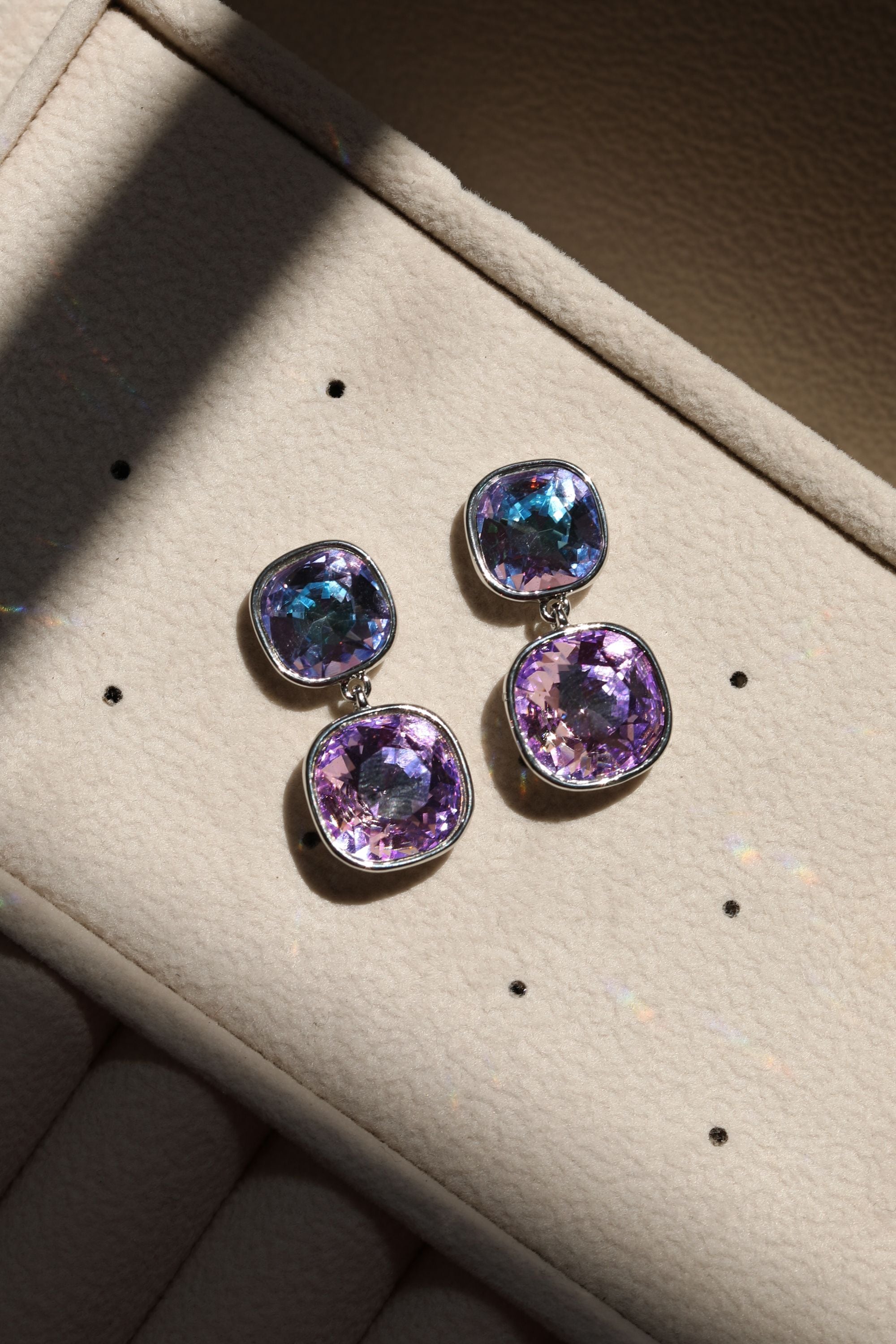 Jon Richard Rhodium Plated and Crystal Vitrail Drop Earrings image 3