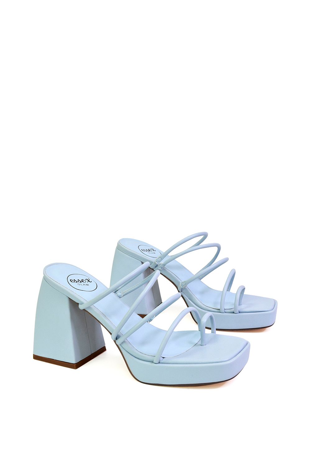 XY London 'Colt' Strappy Square Toe High Block Heel Platform Mule Sandals image 5