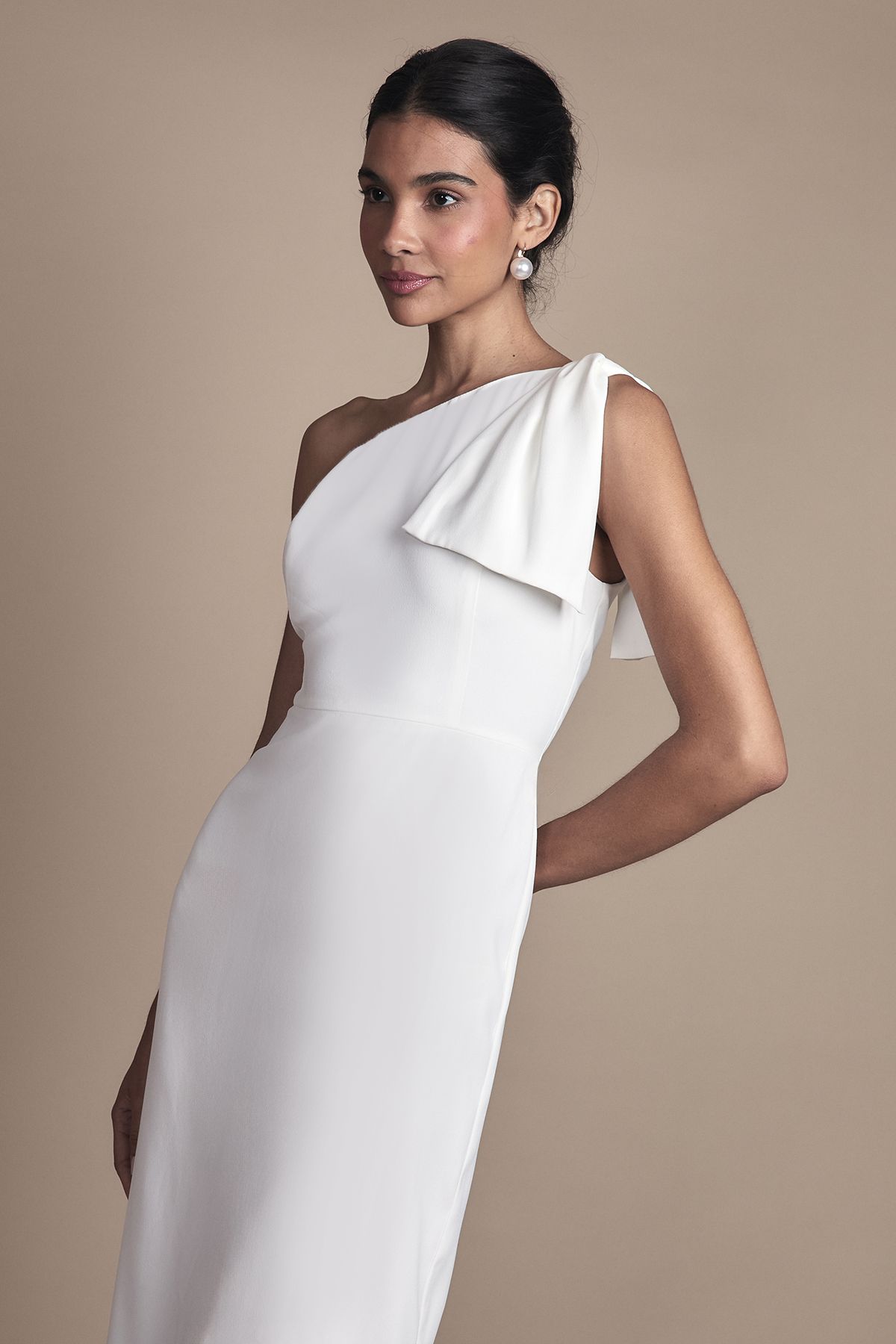 Coast Bow One Shoulder Midi Wedding Dress Ivory image 2