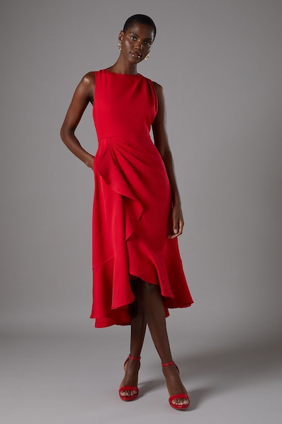Coast Waterfall Crepe Midi Dress Red