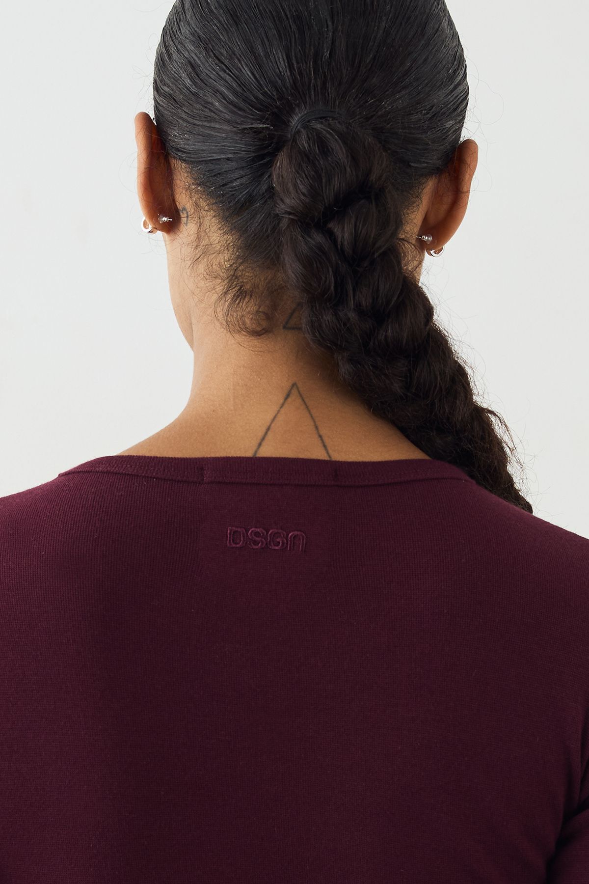 DSGN Studio DSGN Studio Embroidered Long Sleeve Top Burgundy image 4