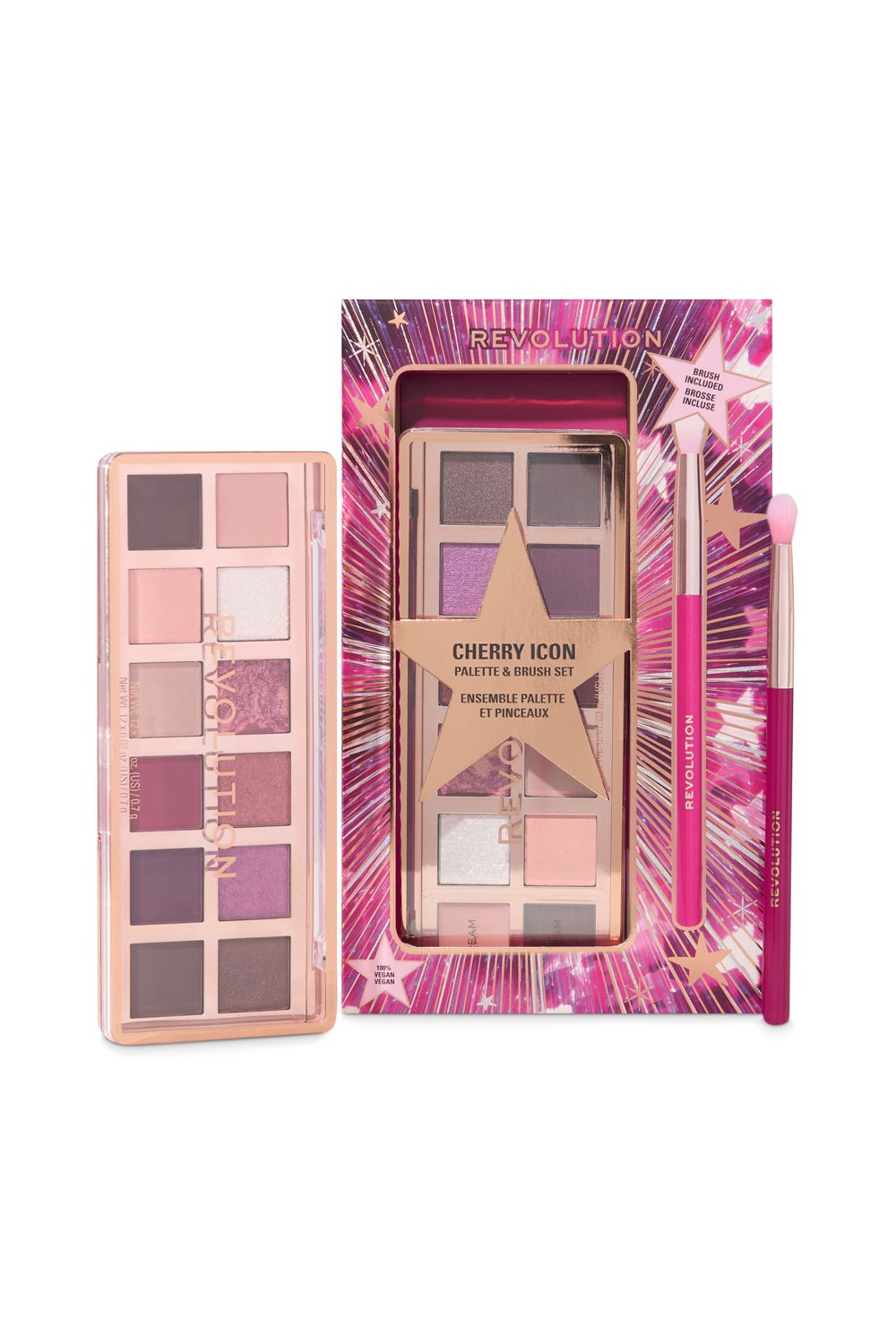 Revolution Cherry Icon Eye Shadow Palette and Brush Gift Set Multi image 2