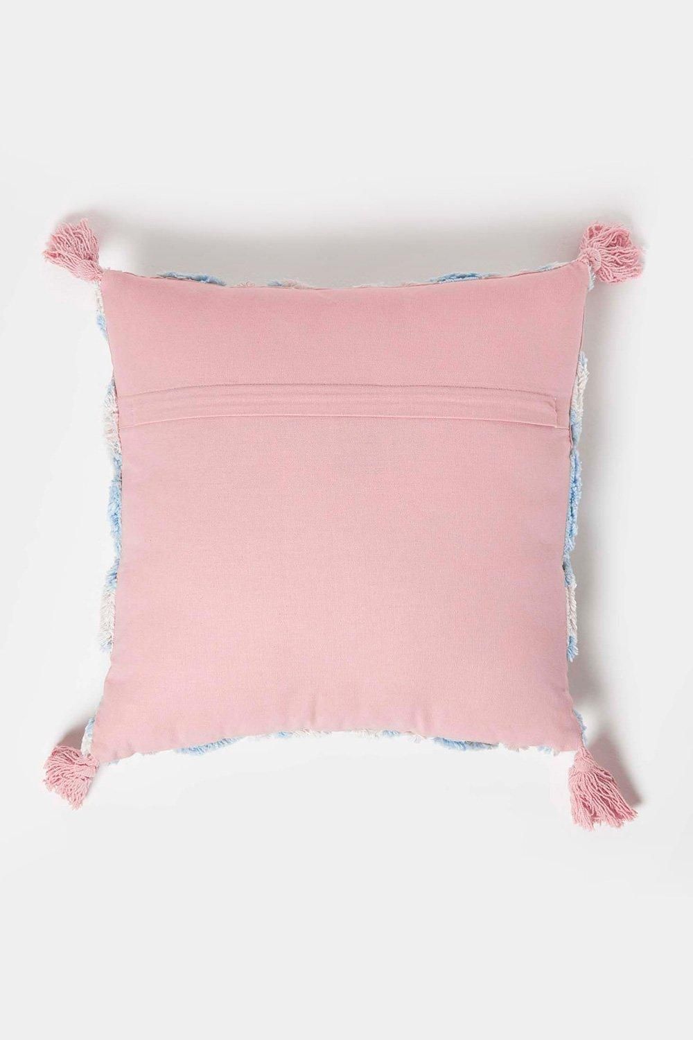 Homescapes Geometric Ikat Tufted Cotton Cushion with Tassels image 3