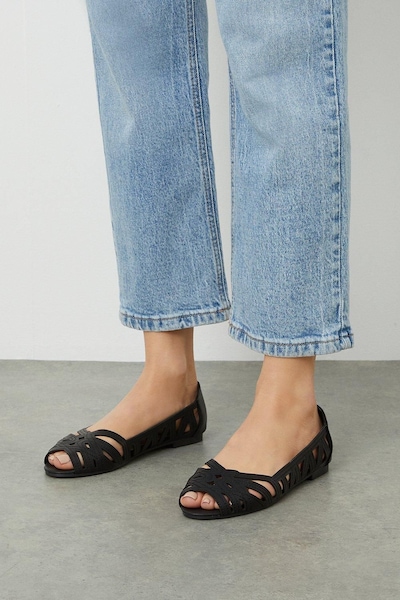 Dorothy Perkins Prim Peep Toe Ballet Pumps Black