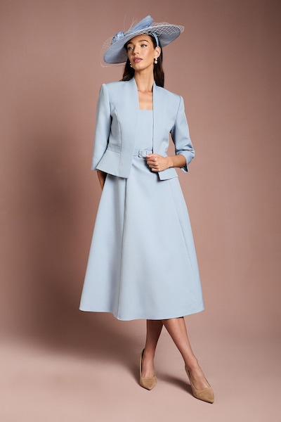 Coast Lisa Tan Tailored Cropped Jacket Light Blue